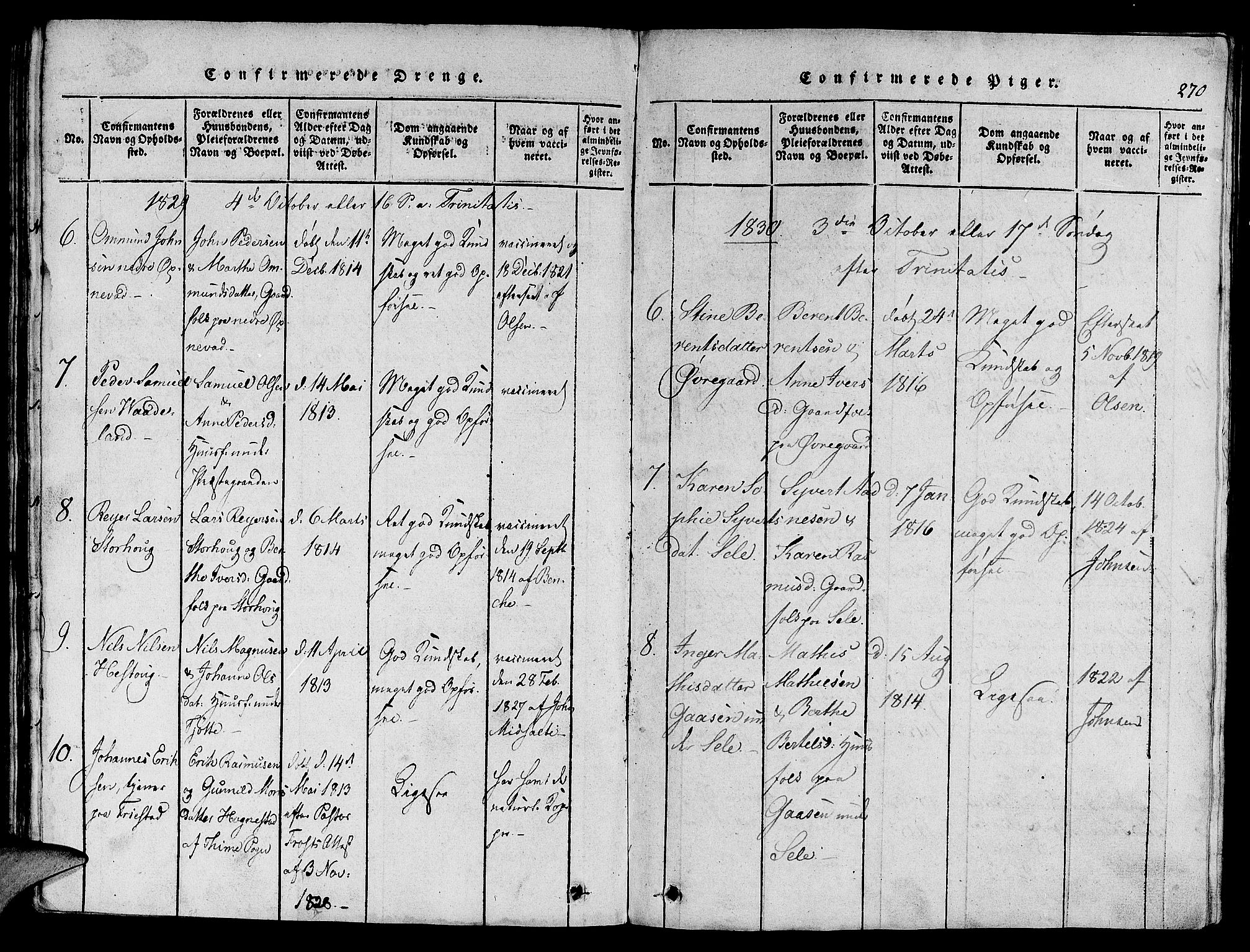Klepp sokneprestkontor, AV/SAST-A-101803/001/3/30BA/L0002: Parish register (official) no. A 2, 1816-1833, p. 270