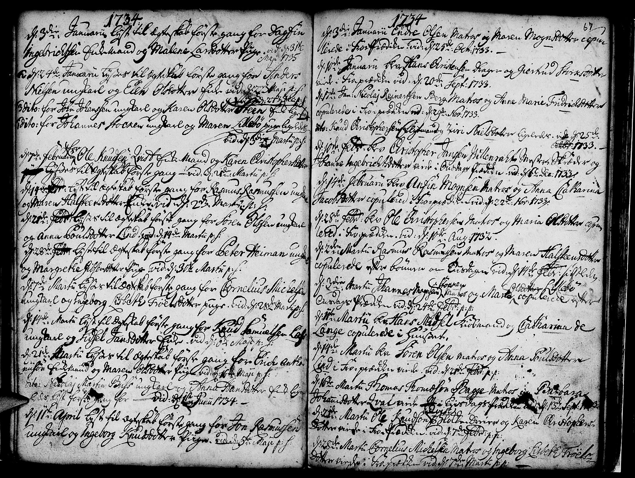Nykirken Sokneprestembete, AV/SAB-A-77101/H/Haa/L0007: Parish register (official) no. A 7, 1719-1781, p. 67