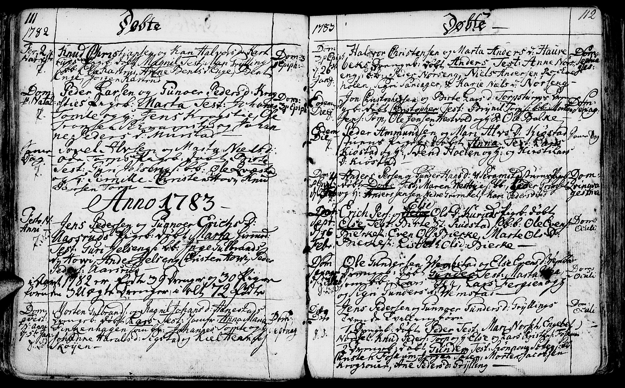 Løten prestekontor, SAH/PREST-022/K/Ka/L0003: Parish register (official) no. 3, 1773-1800, p. 111-112
