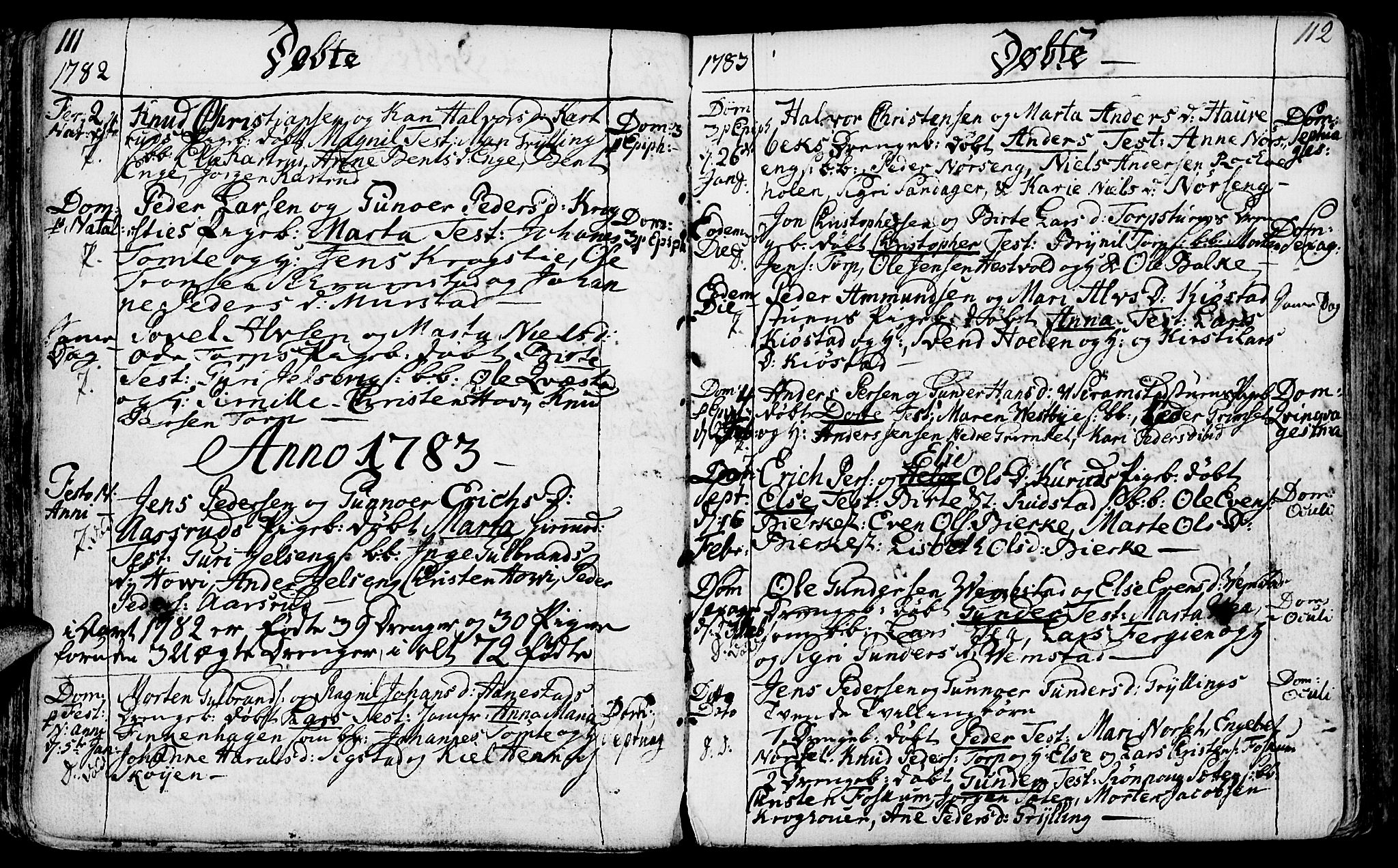 Løten prestekontor, AV/SAH-PREST-022/K/Ka/L0003: Parish register (official) no. 3, 1773-1800, p. 111-112