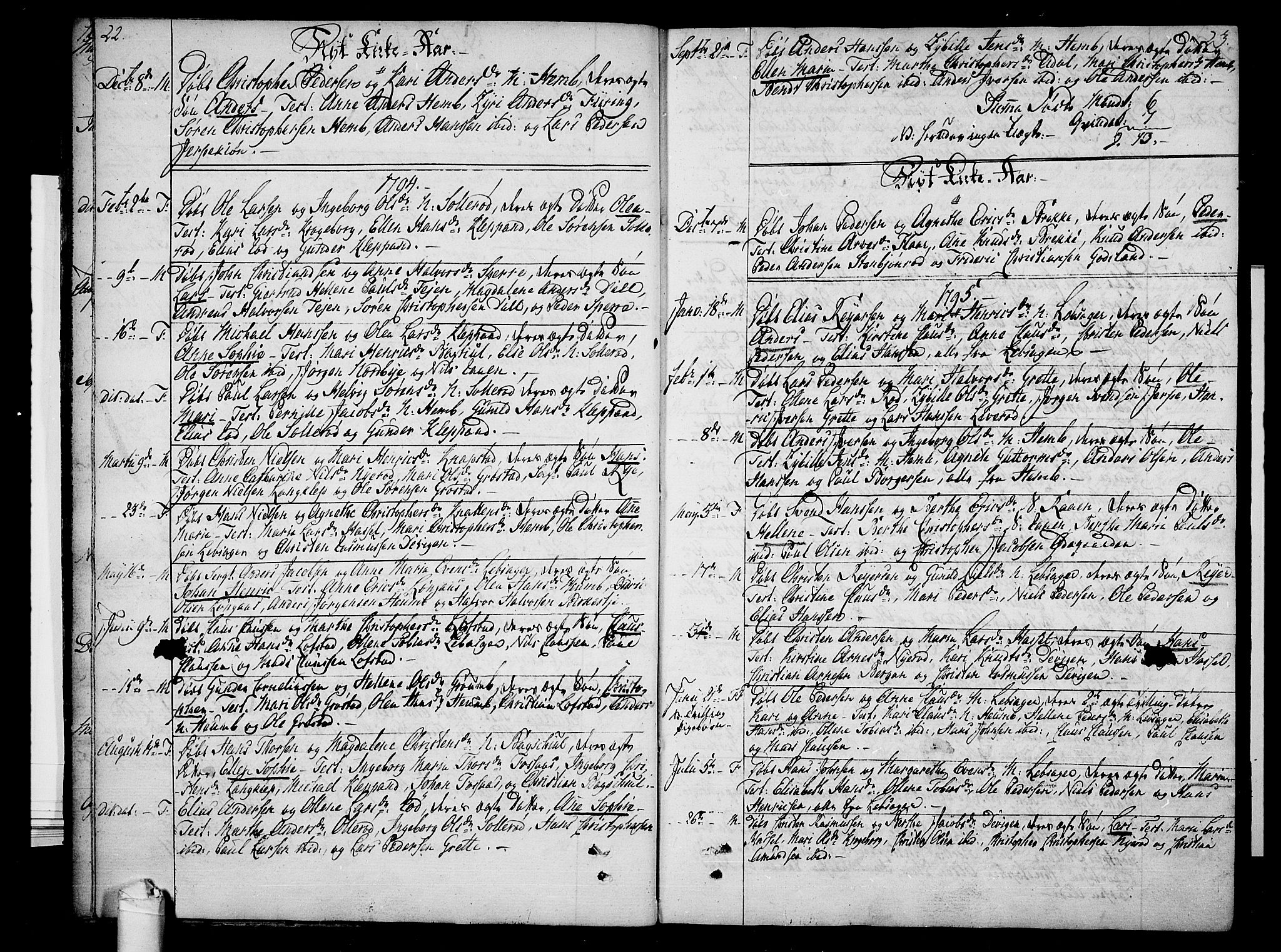 Våle kirkebøker, SAKO/A-334/F/Fb/L0001: Parish register (official) no. II 1, 1774-1814, p. 22-23