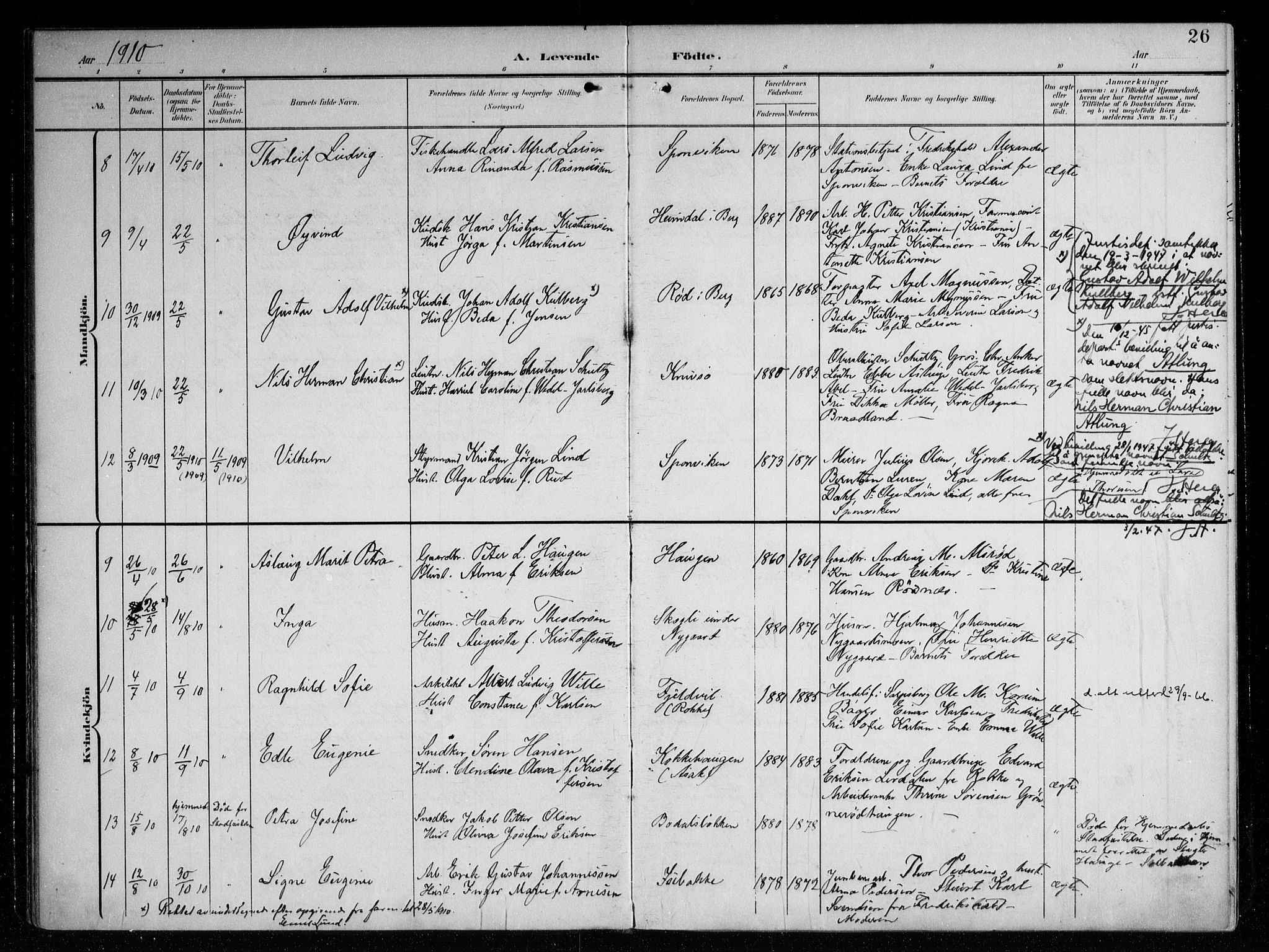 Berg prestekontor Kirkebøker, AV/SAO-A-10902/F/Fa/L0008: Parish register (official) no. I 8, 1902-1920, p. 26