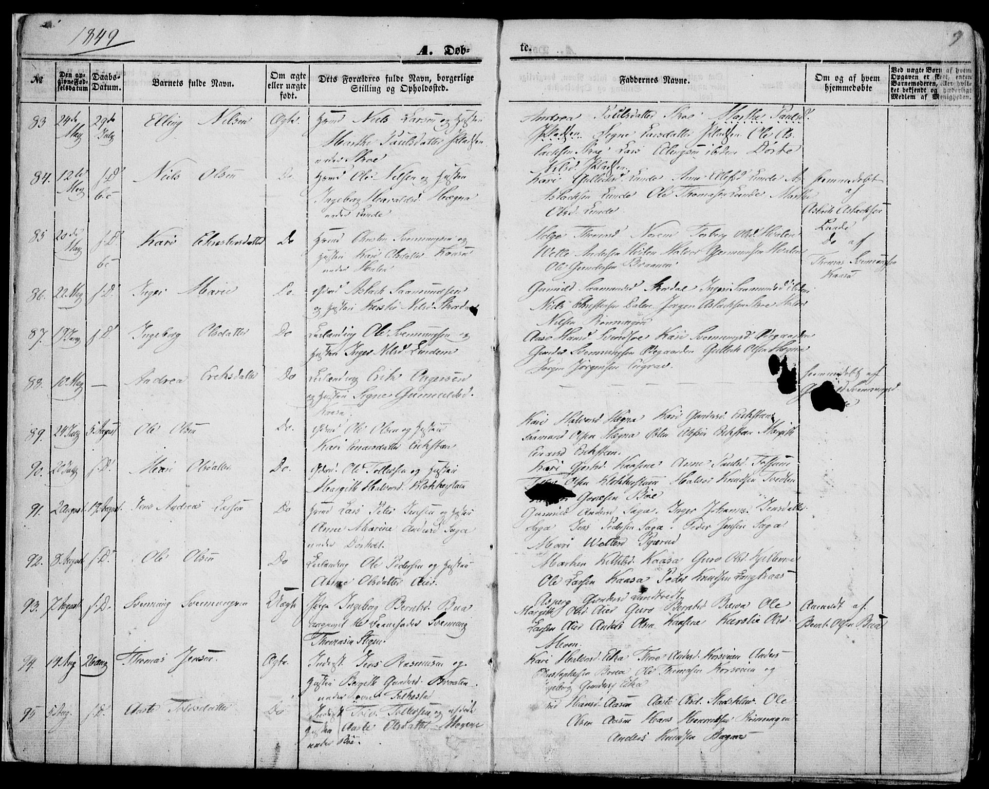 Bø kirkebøker, AV/SAKO-A-257/F/Fa/L0008: Parish register (official) no. 8, 1849-1861, p. 9