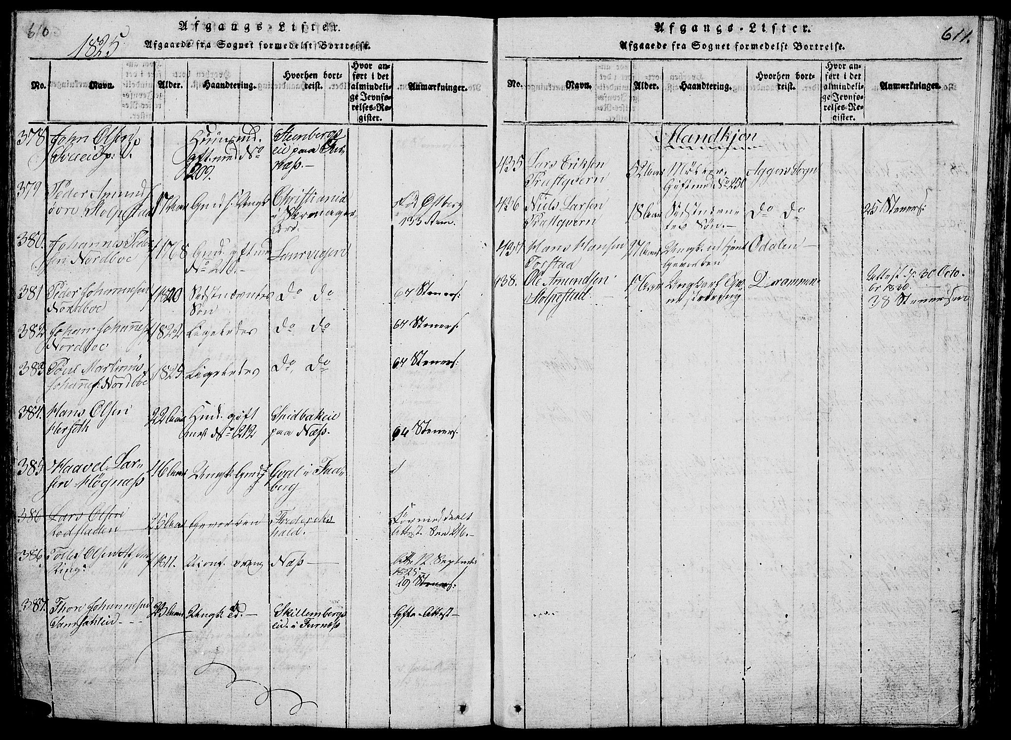 Ringsaker prestekontor, AV/SAH-PREST-014/L/La/L0001: Parish register (copy) no. 1, 1814-1826, p. 610-611