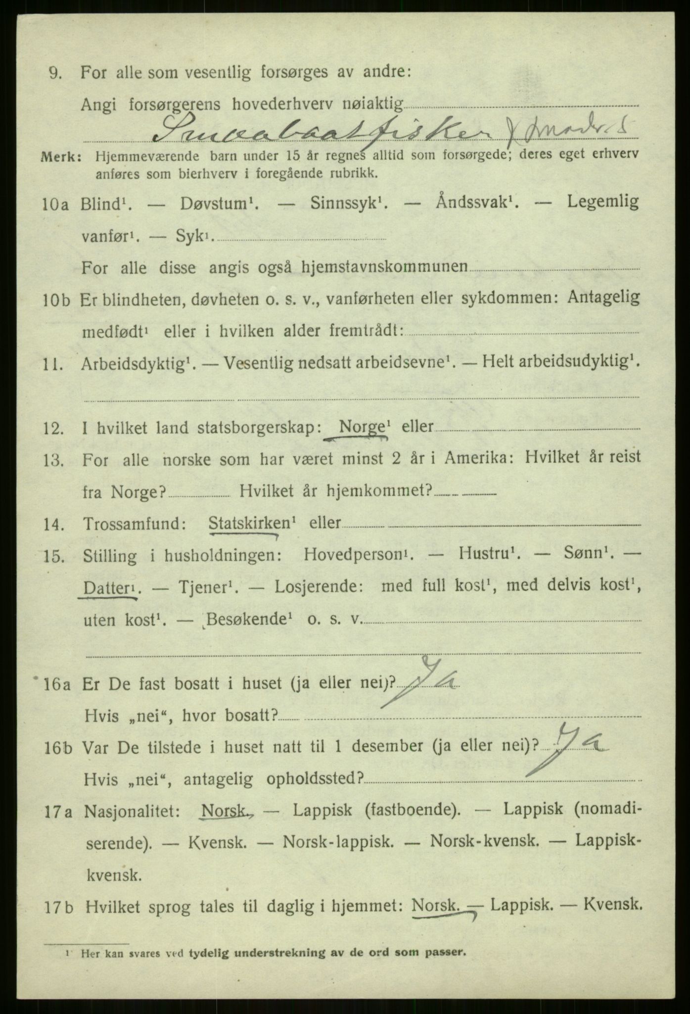 SATØ, 1920 census for Berg, 1920, p. 2136