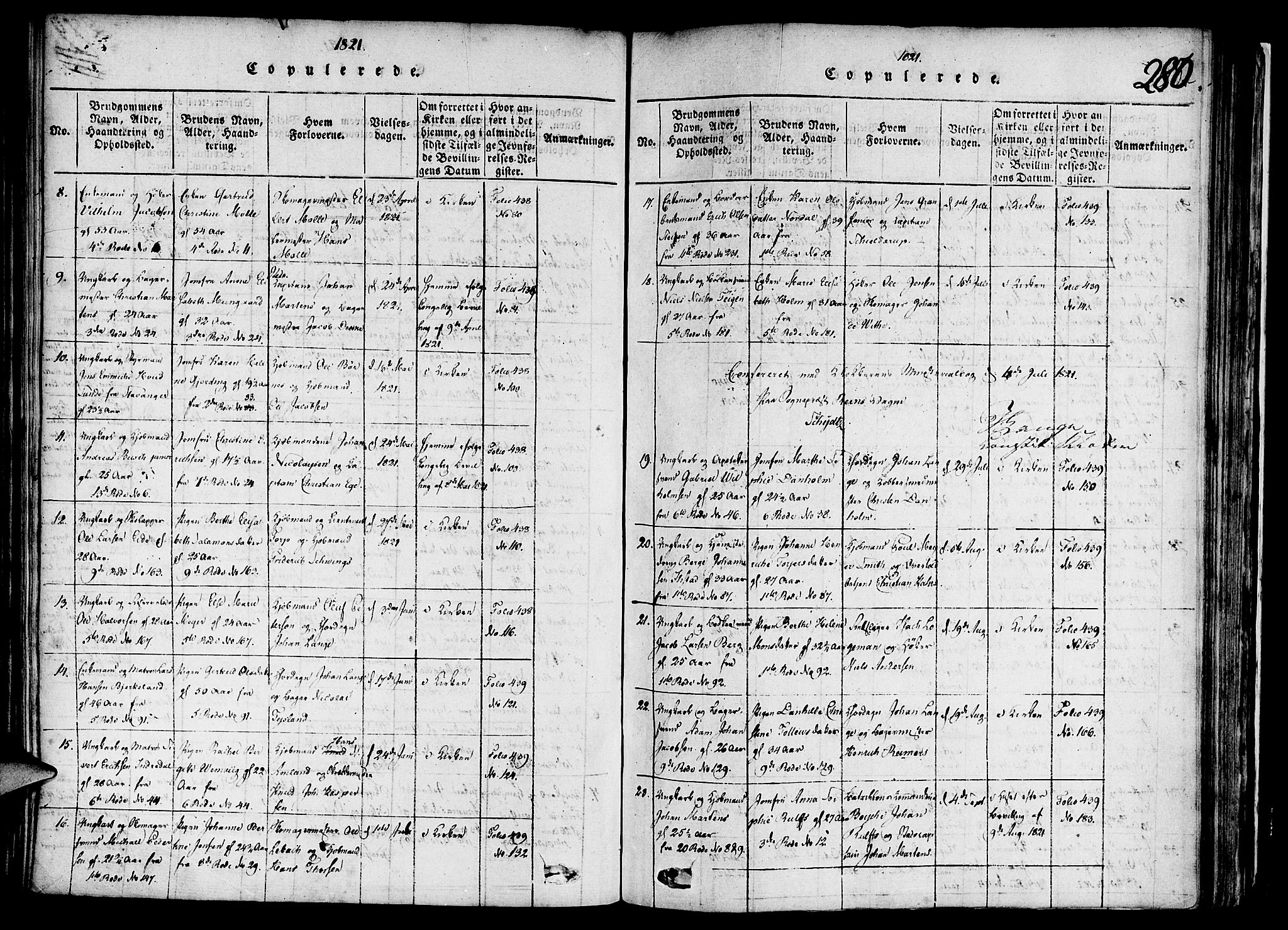Nykirken Sokneprestembete, SAB/A-77101/H/Haa/L0011: Parish register (official) no. A 11, 1816-1821, p. 280