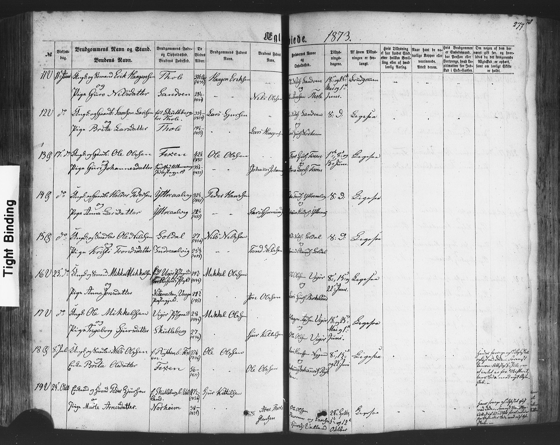 Kvam sokneprestembete, SAB/A-76201/H/Haa: Parish register (official) no. A 9, 1864-1879, p. 277