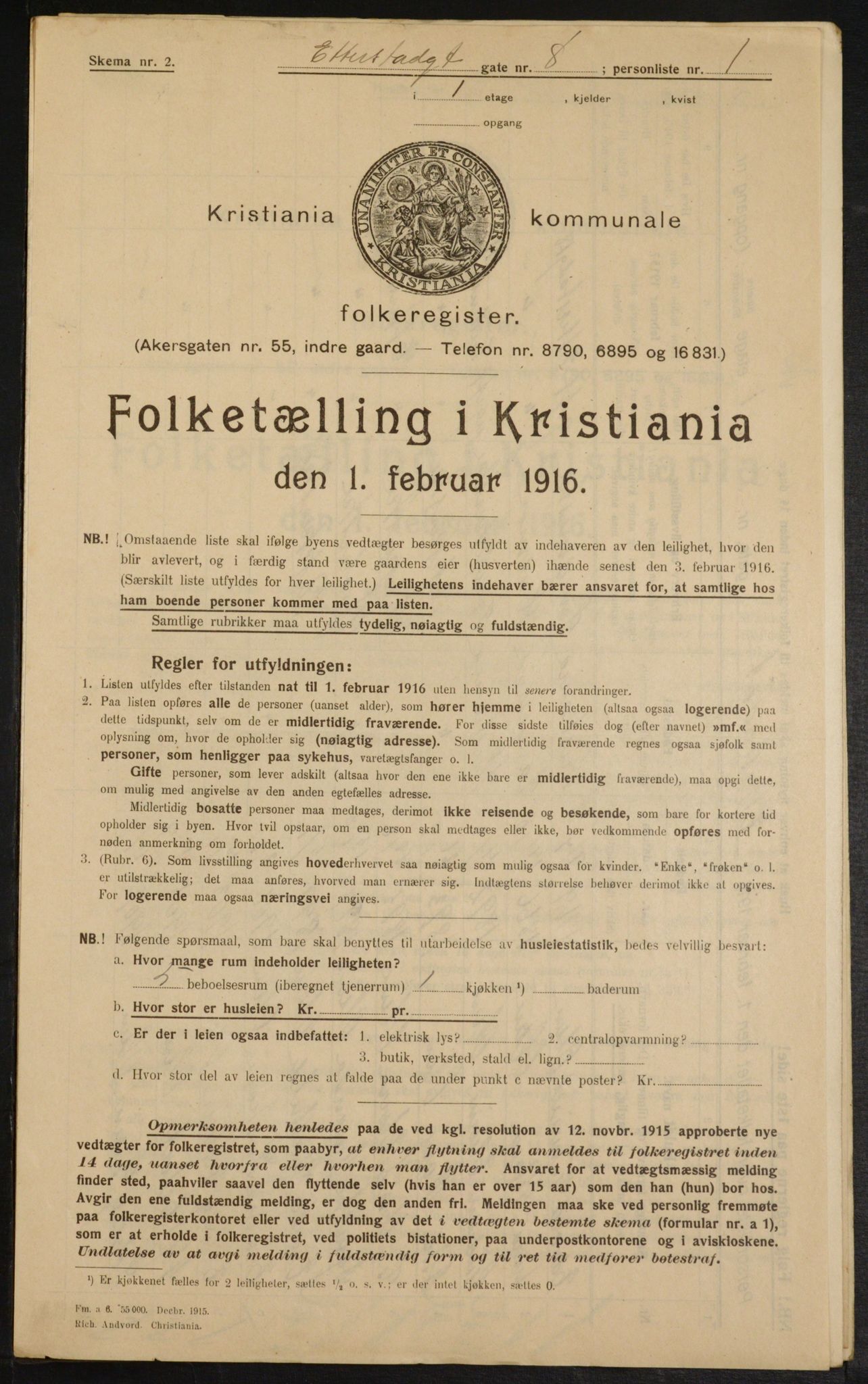 OBA, Municipal Census 1916 for Kristiania, 1916, p. 22735