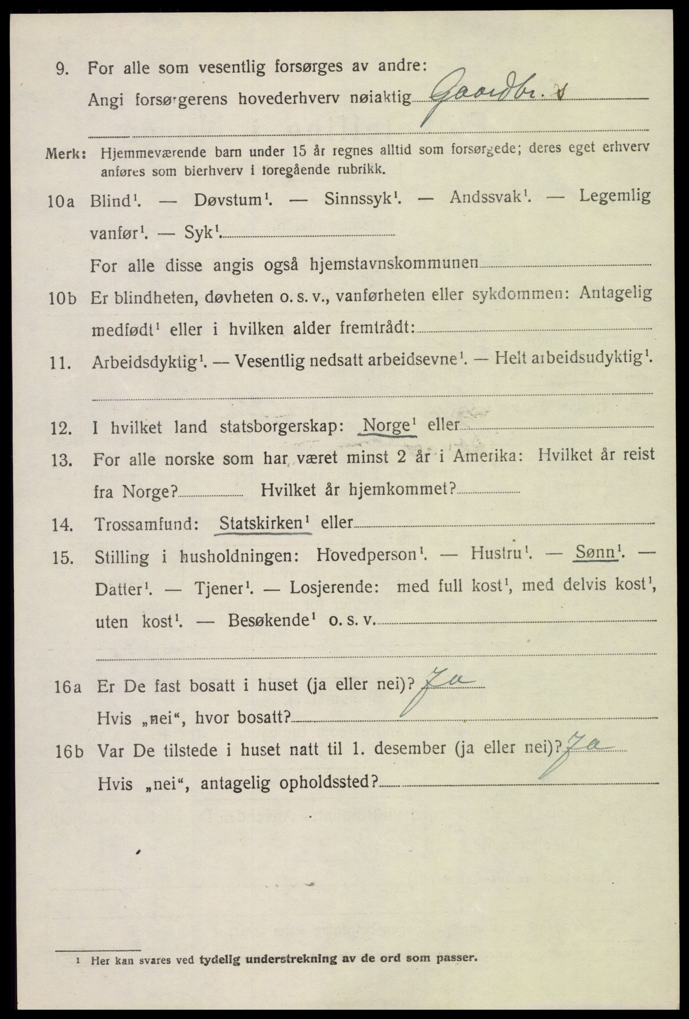 SAH, 1920 census for Gran, 1920, p. 7164