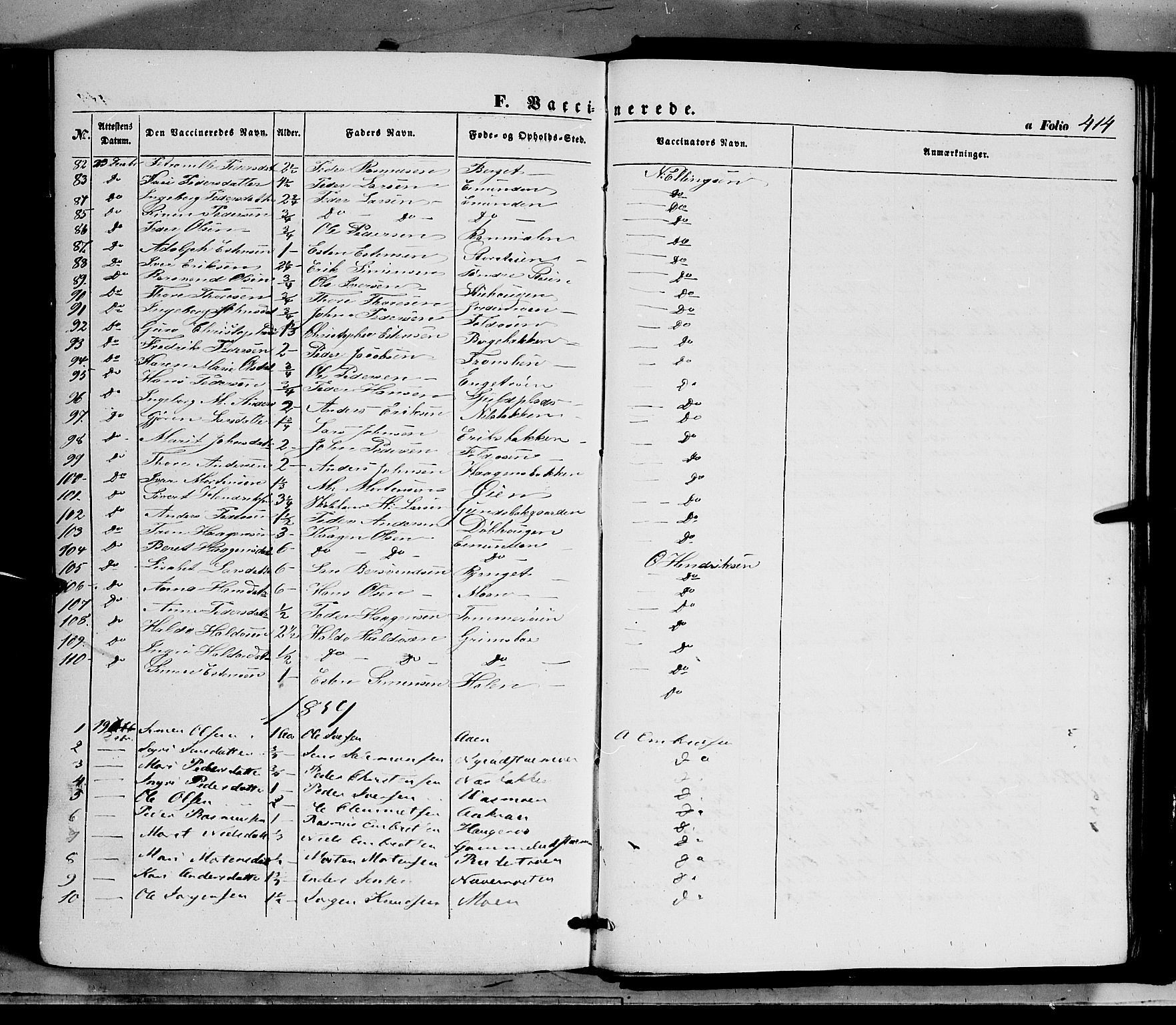 Tynset prestekontor, SAH/PREST-058/H/Ha/Haa/L0020: Parish register (official) no. 20, 1848-1862, p. 414