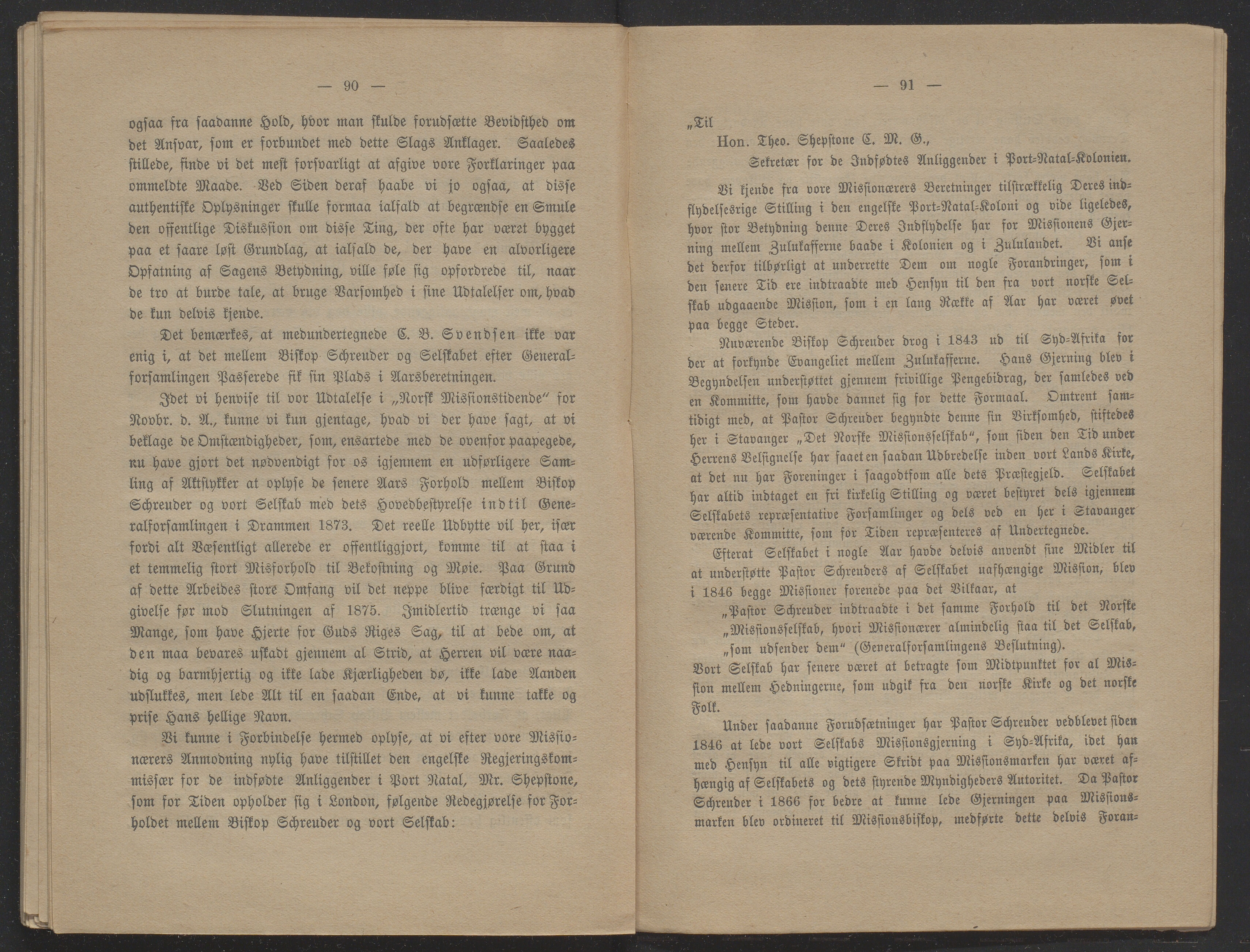 Det Norske Misjonsselskap - hovedadministrasjonen, VID/MA-A-1045/D/Db/Dba/L0338/0002: Beretninger, Bøker, Skrifter o.l   / Årsberetninger 32, 1874, p. 90-91