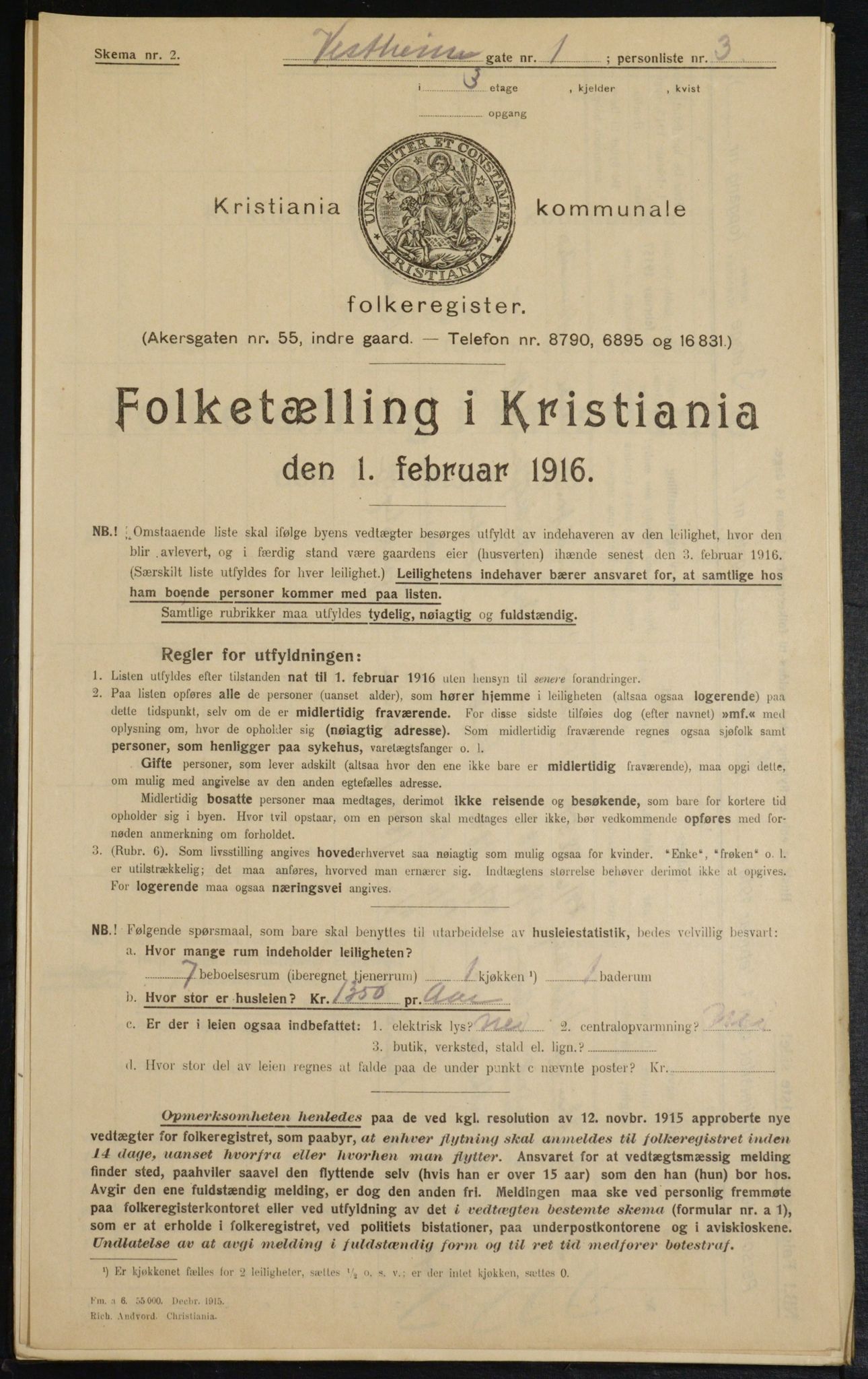 OBA, Municipal Census 1916 for Kristiania, 1916, p. 126170