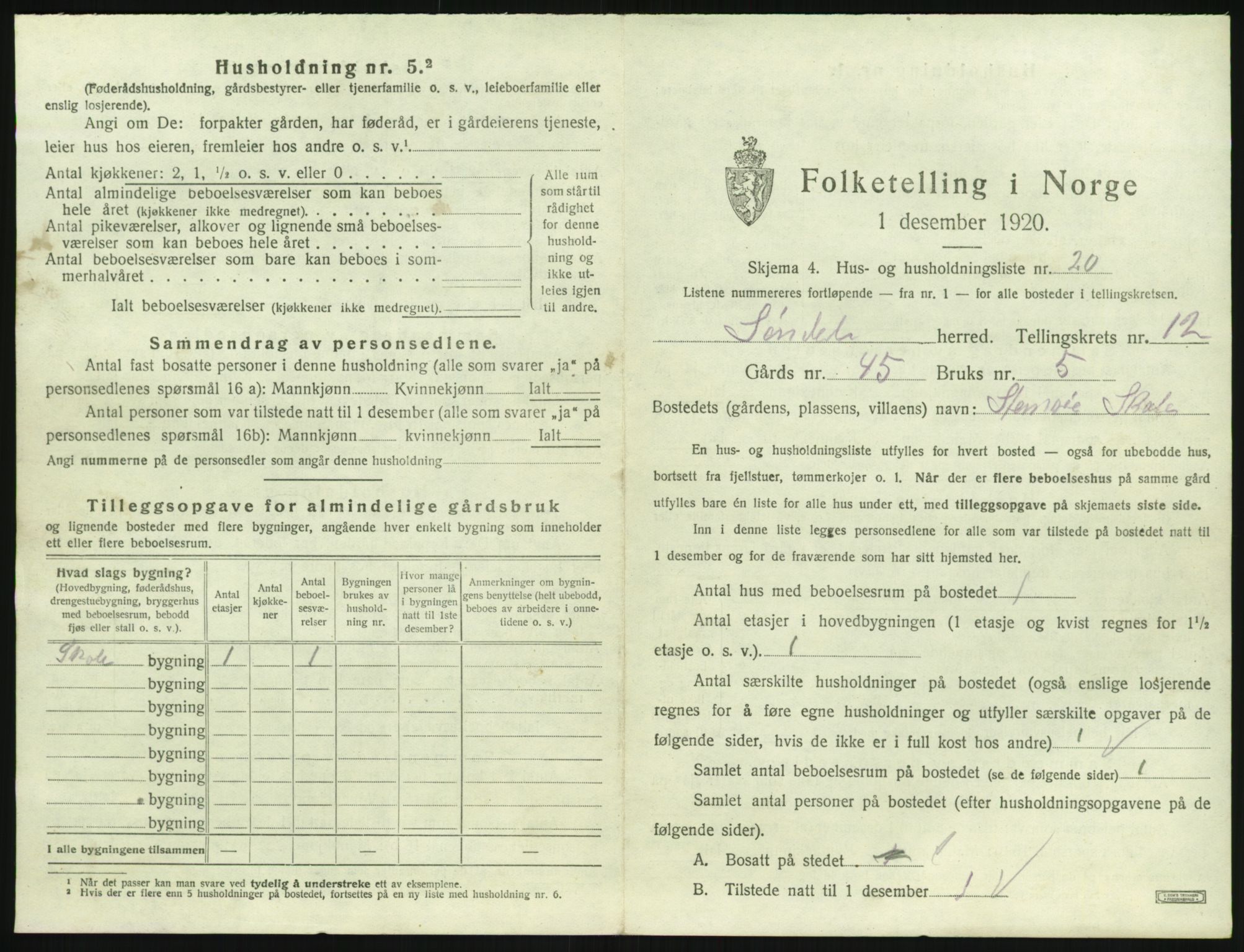 SAK, 1920 census for Søndeled, 1920, p. 993