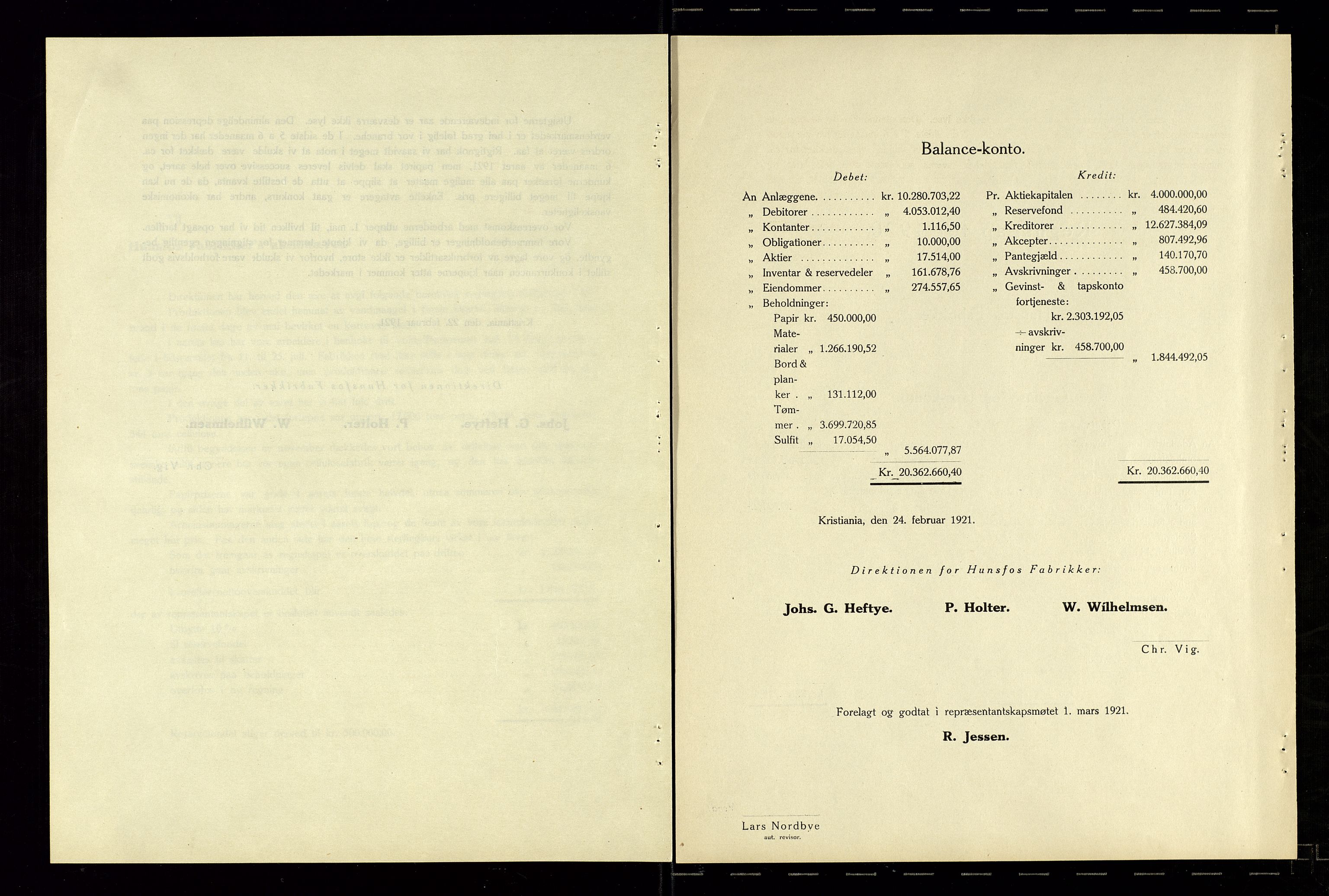 Hunsfos fabrikker, AV/SAK-D/1440/01/L0001/0003: Vedtekter, anmeldelser og årsberetninger / Årsberetninger og regnskap, 1918-1989, p. 16