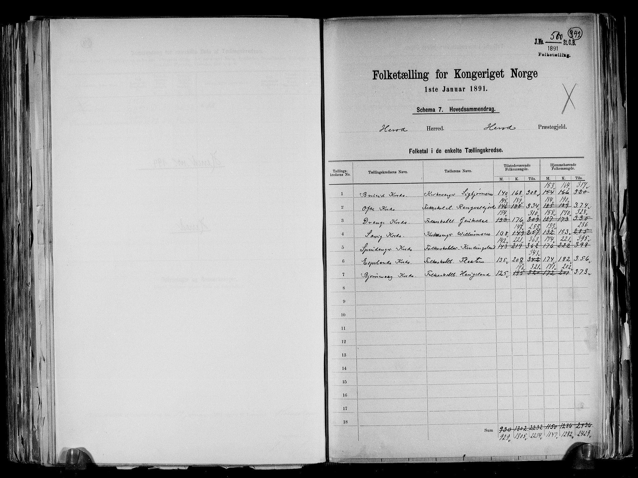 RA, 1891 census for 1039 Herad, 1891, p. 2