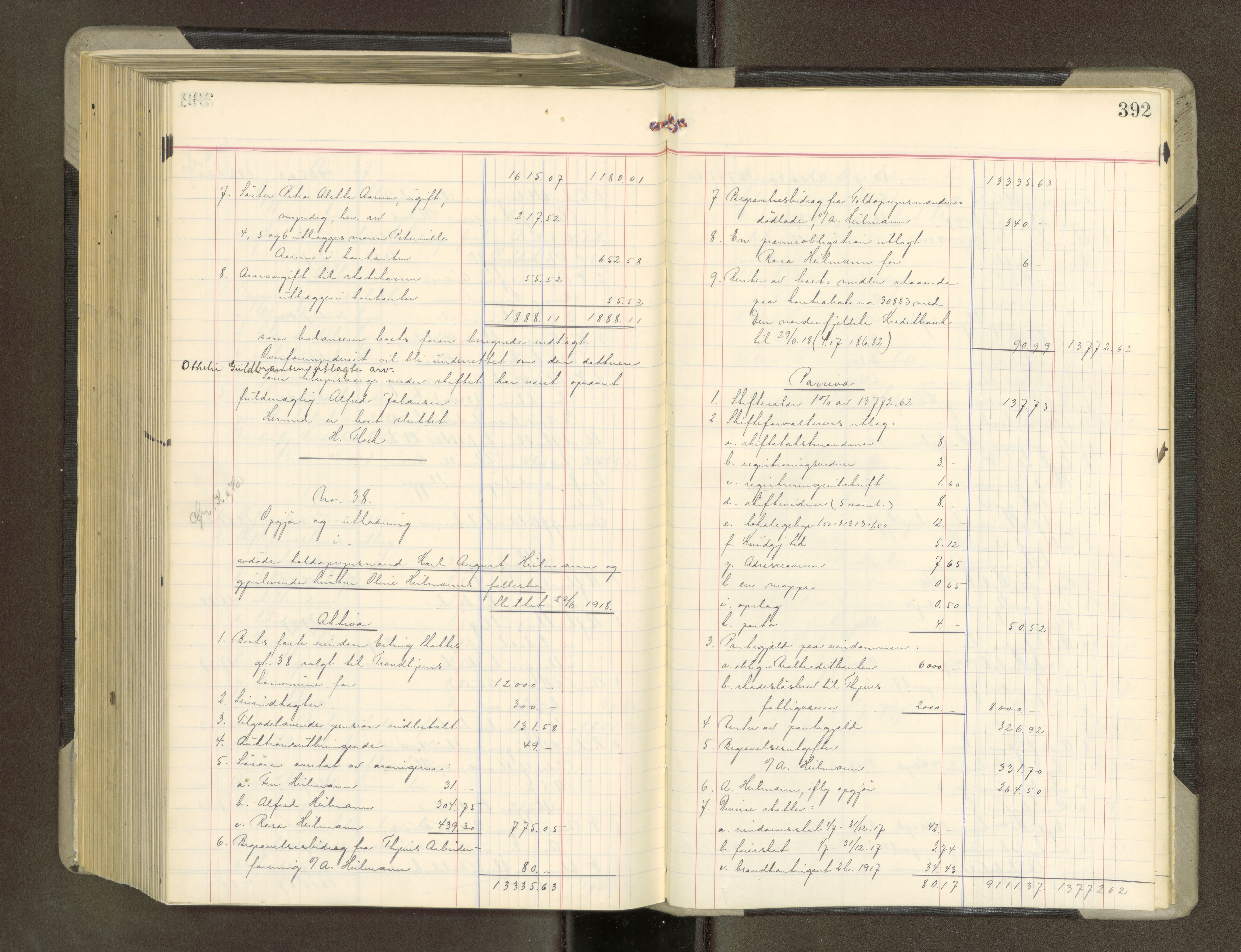 Trondheim byfogd, AV/SAT-A-0003/1/3/3A/L0042: Skifteutlodningsprotokoll - 10/2-5/7. (m/ register), 1916-1918, p. 392