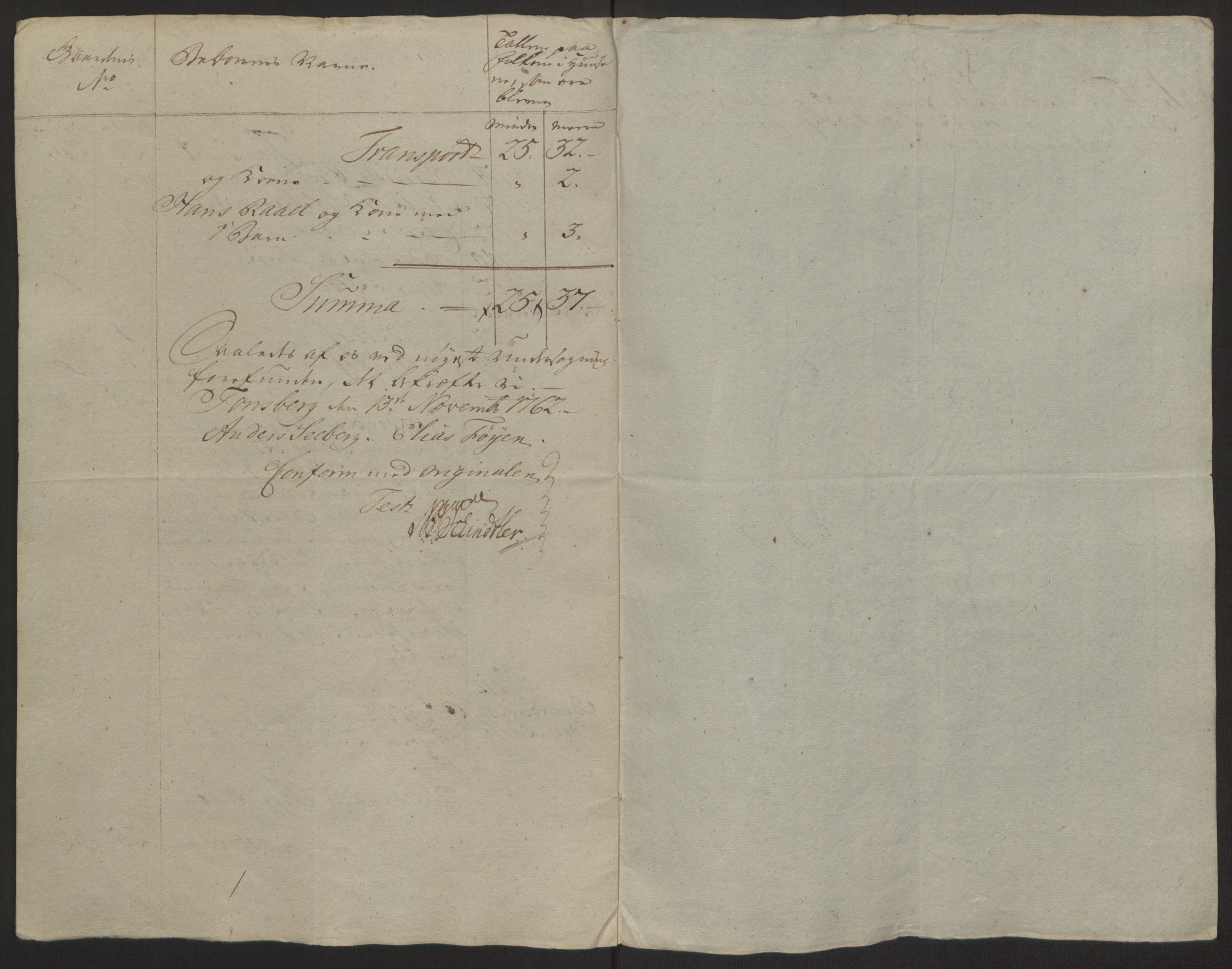 Rentekammeret inntil 1814, Reviderte regnskaper, Byregnskaper, AV/RA-EA-4066/R/Rh/L0162/0001: [H4] Kontribusjonsregnskap / Ekstraskatt, Tønsberg, 1762-1772, p. 33