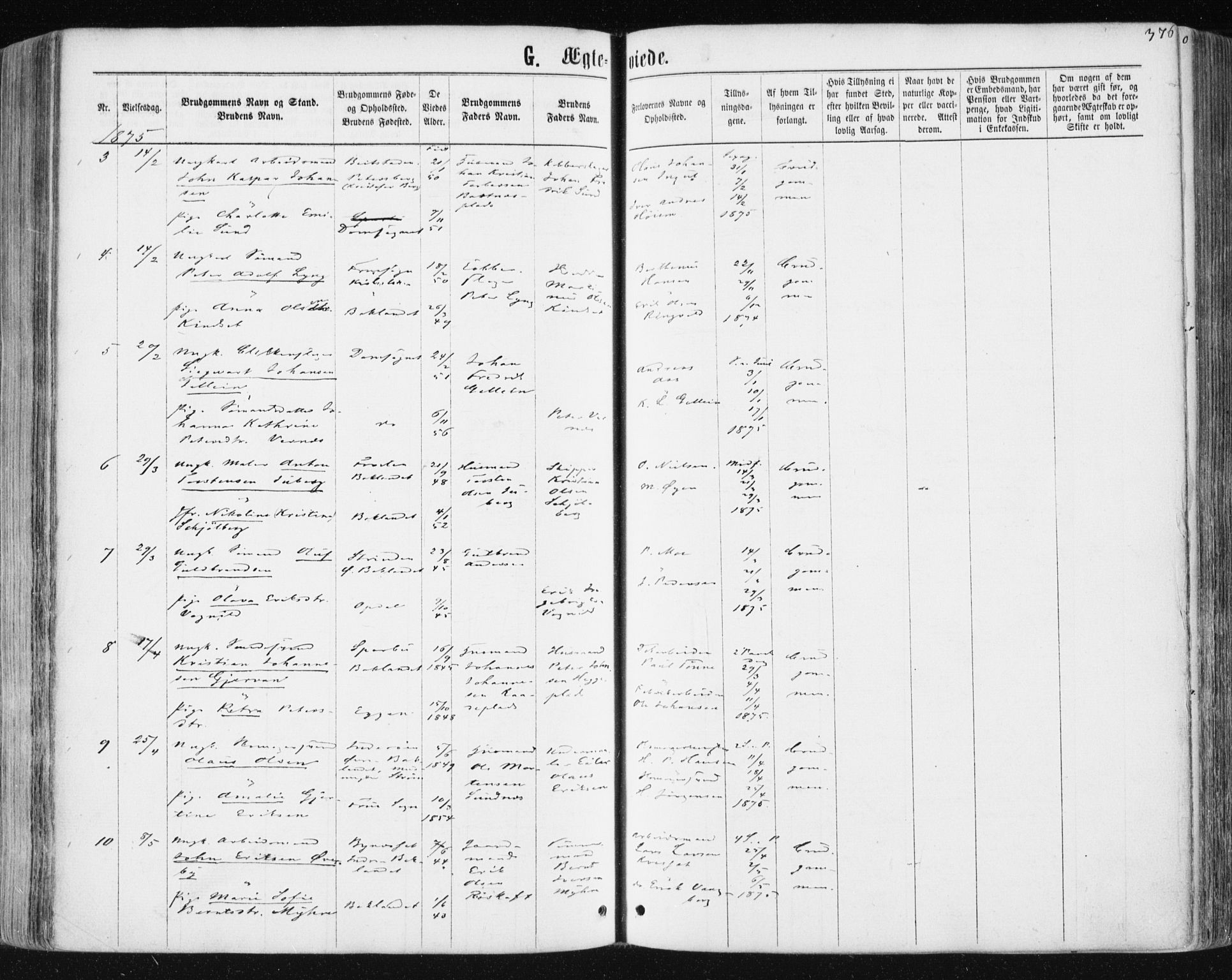 Ministerialprotokoller, klokkerbøker og fødselsregistre - Sør-Trøndelag, AV/SAT-A-1456/604/L0186: Parish register (official) no. 604A07, 1866-1877, p. 376