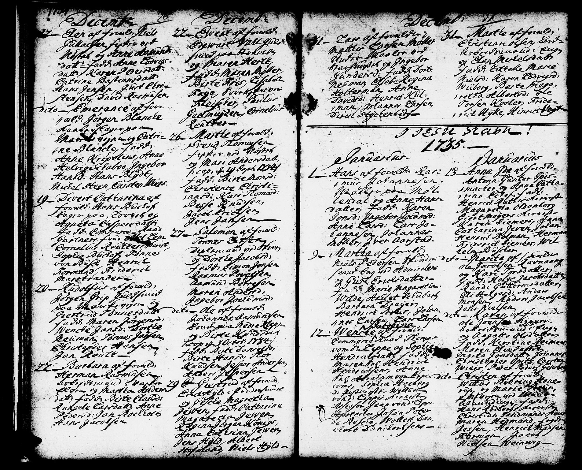 Domkirken sokneprestembete, SAB/A-74801/H/Haa/L0002: Parish register (official) no. A 2, 1733-1750, p. 36-37
