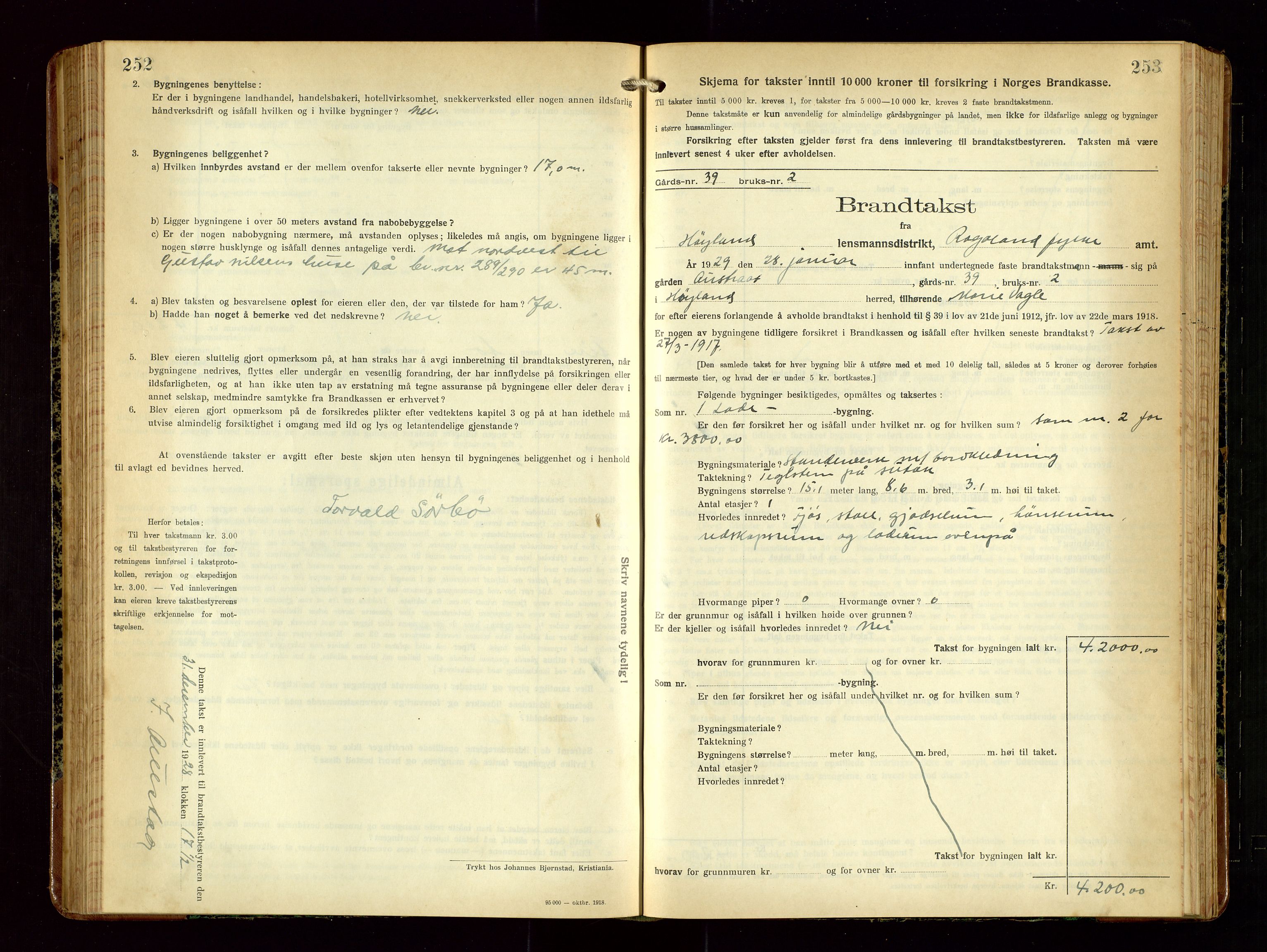 Høyland/Sandnes lensmannskontor, AV/SAST-A-100166/Gob/L0004: "Brandtakstprotokol", 1924-1933, p. 252-253