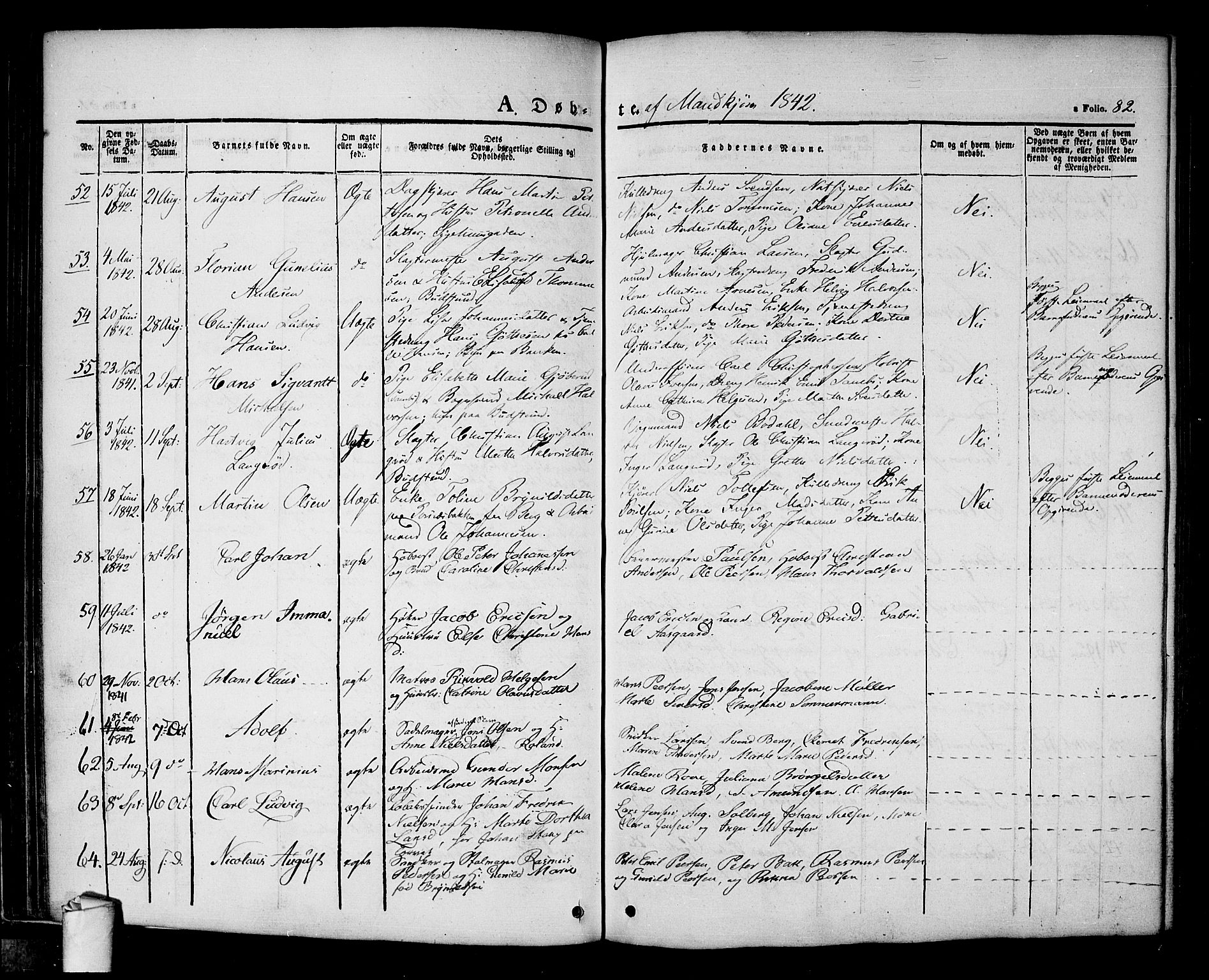 Halden prestekontor Kirkebøker, AV/SAO-A-10909/F/Fa/L0005: Parish register (official) no. I 5, 1834-1845, p. 82