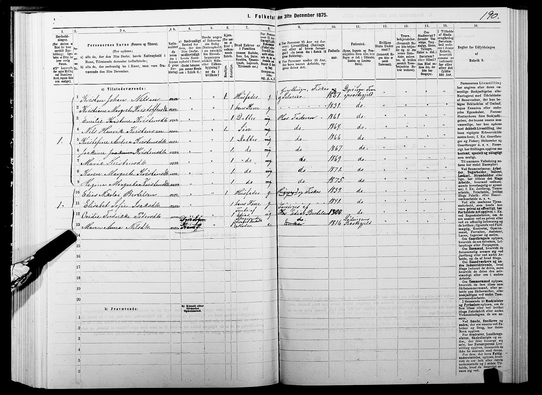 SATØ, 1875 census for 1927P Tranøy, 1875, p. 3190