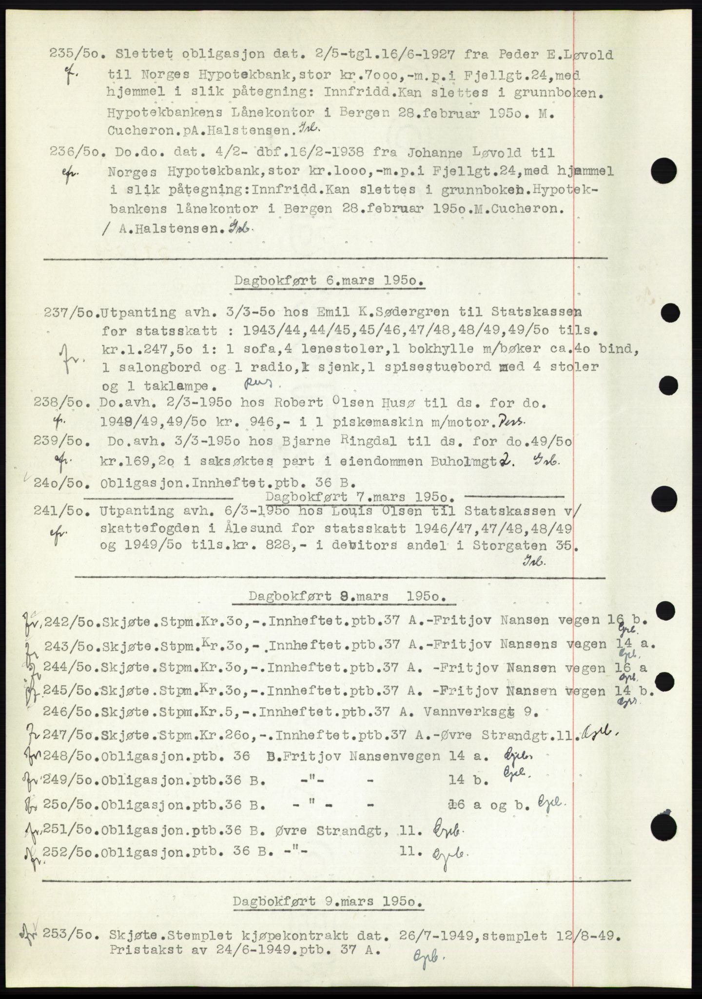 Ålesund byfogd, AV/SAT-A-4384: Mortgage book no. C34-35, 1946-1950, Diary no: : 235/1950