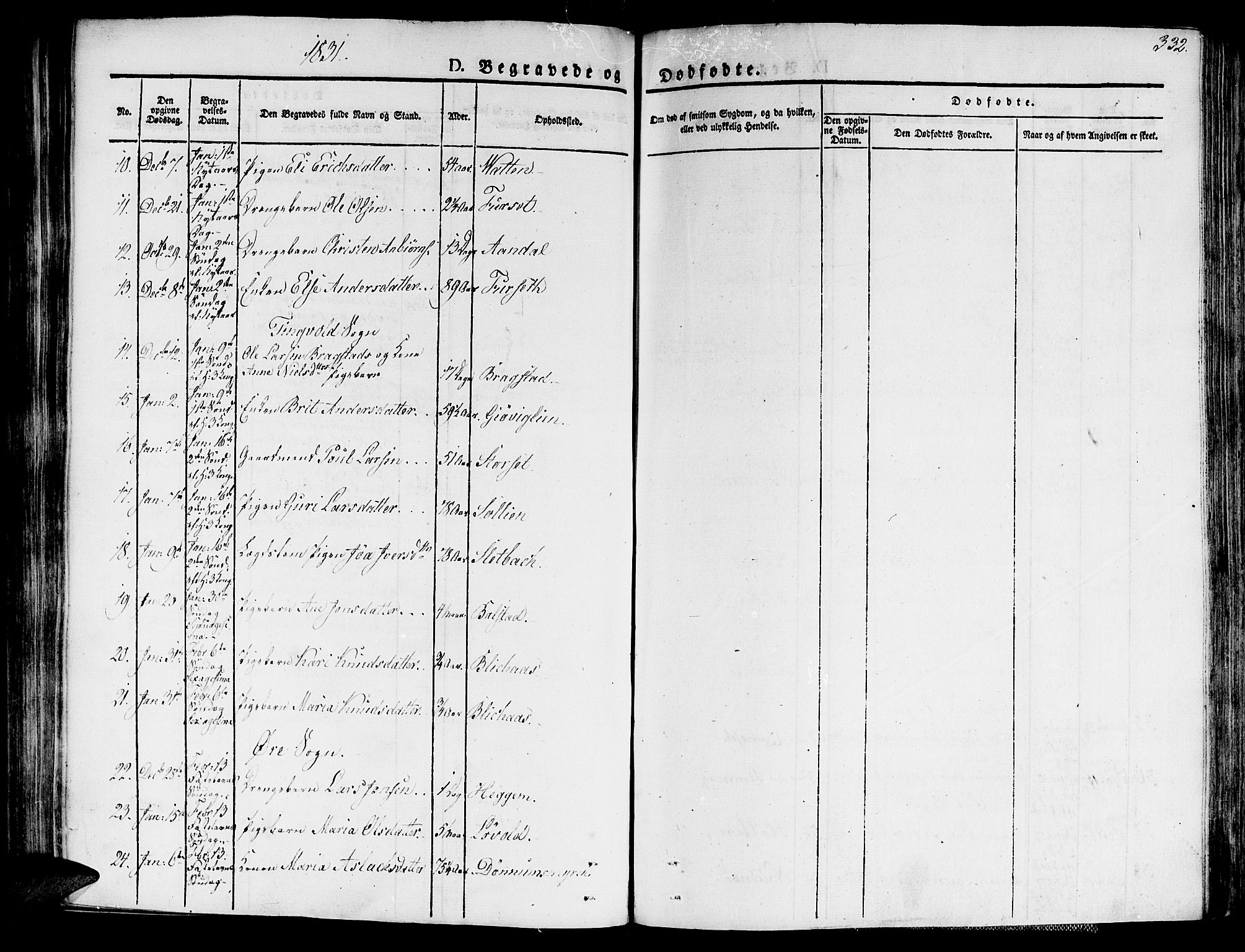 Ministerialprotokoller, klokkerbøker og fødselsregistre - Møre og Romsdal, AV/SAT-A-1454/586/L0983: Parish register (official) no. 586A09, 1829-1843, p. 332