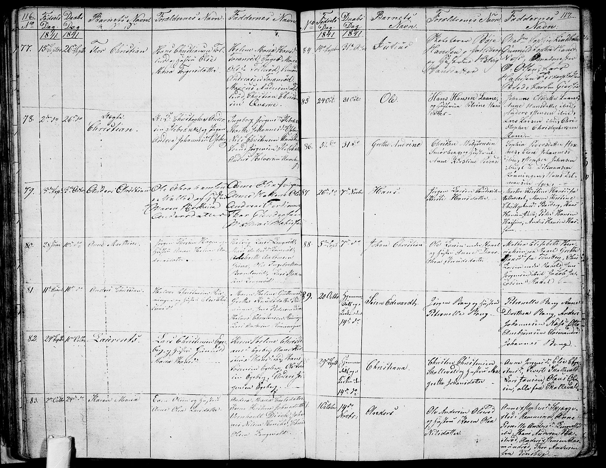 Sem kirkebøker, AV/SAKO-A-5/G/Ga/L0002: Parish register (copy) no. I 2, 1826-1844, p. 116-117