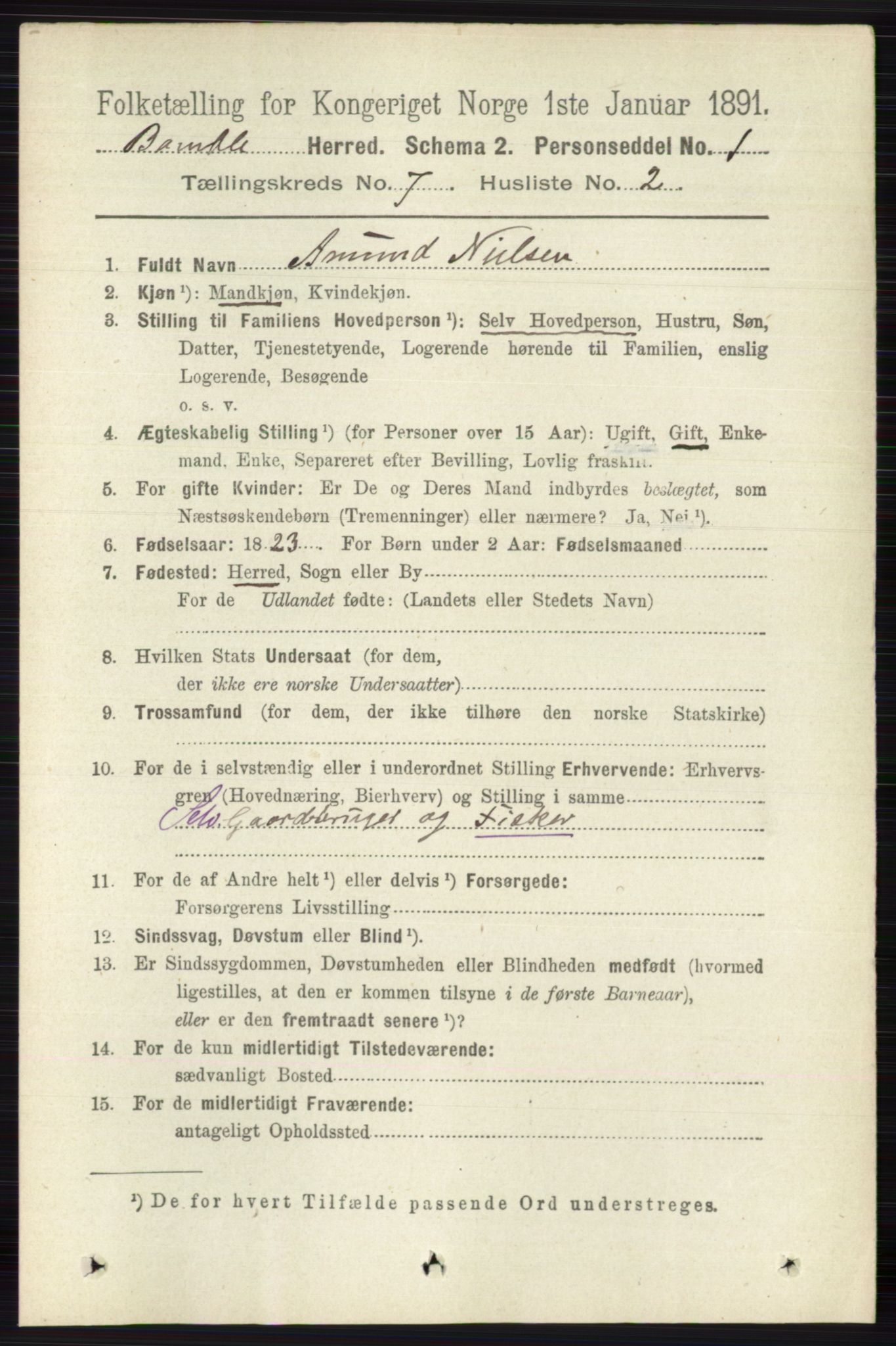 RA, 1891 census for 0814 Bamble, 1891, p. 2989