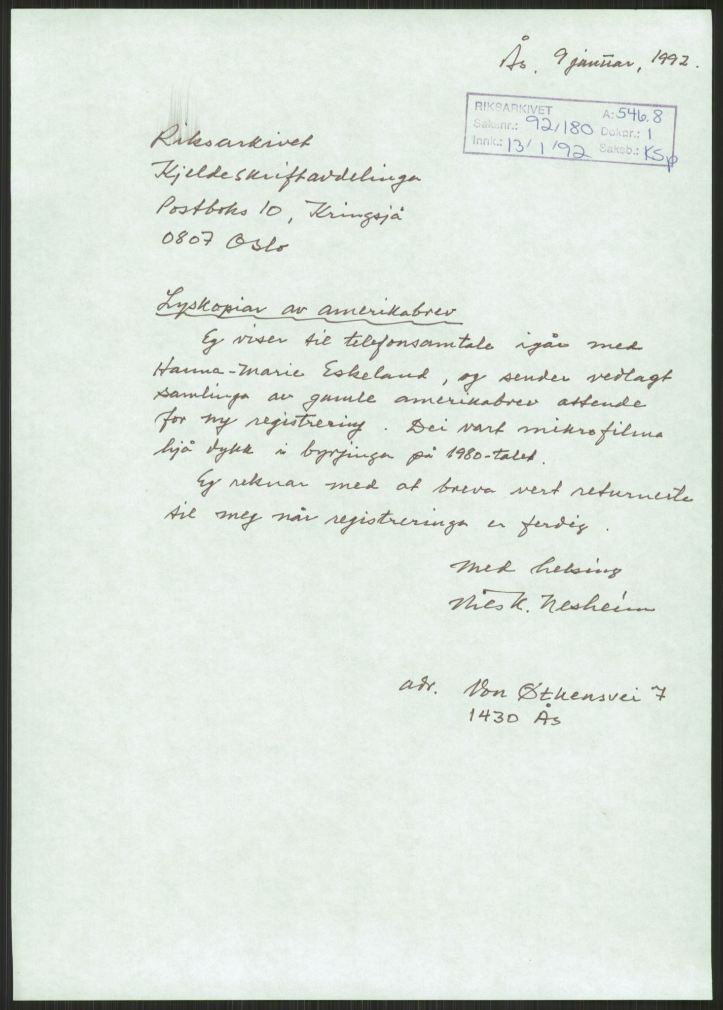 Samlinger til kildeutgivelse, Amerikabrevene, AV/RA-EA-4057/F/L0032: Innlån fra Hordaland: Nesheim - Øverland, 1838-1914, p. 117