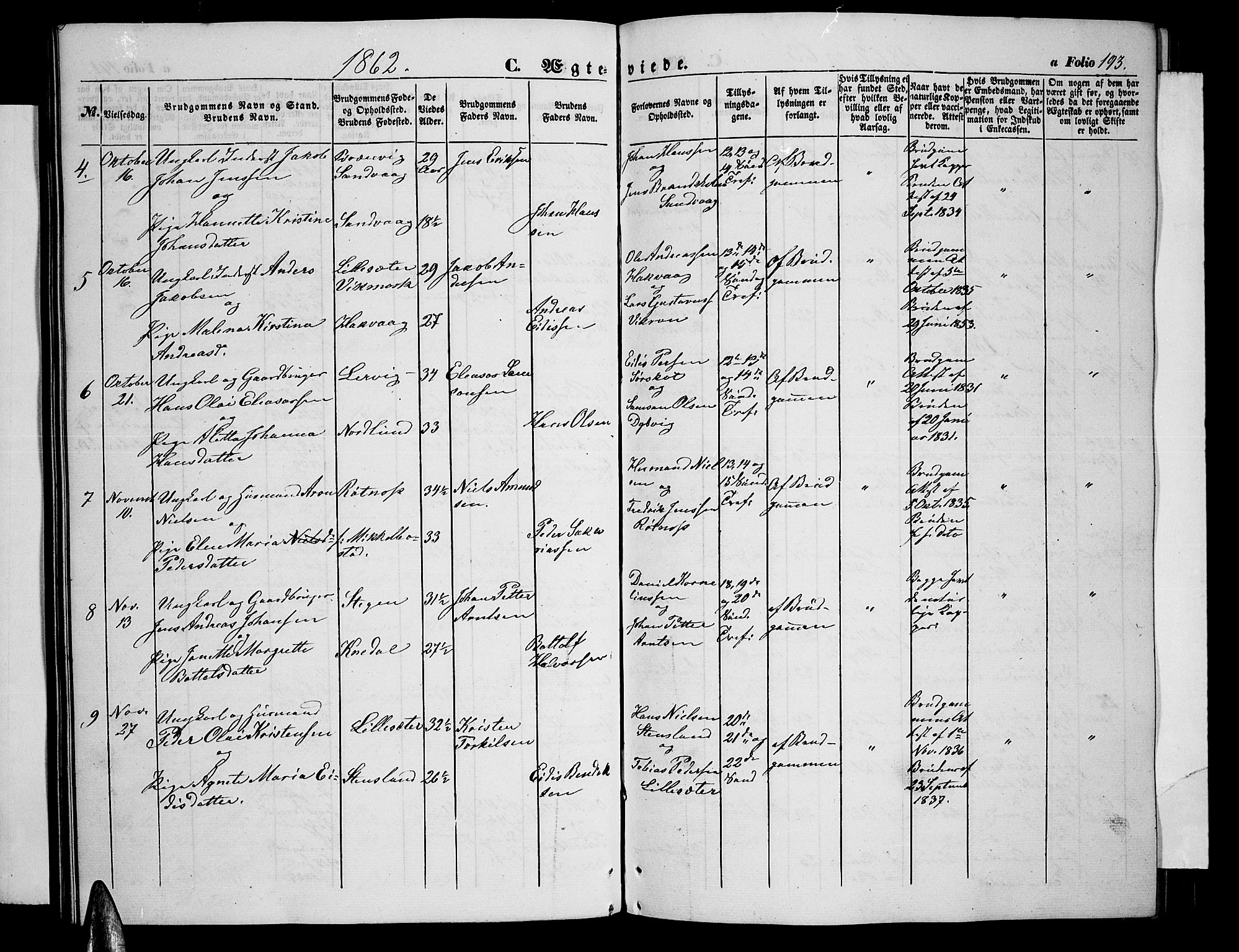 Ministerialprotokoller, klokkerbøker og fødselsregistre - Nordland, SAT/A-1459/855/L0814: Parish register (copy) no. 855C03, 1851-1864, p. 193