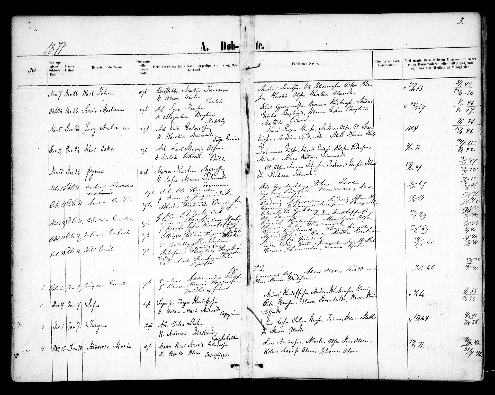 Glemmen prestekontor Kirkebøker, AV/SAO-A-10908/F/Fa/L0009: Parish register (official) no. 9, 1871-1878, p. 3