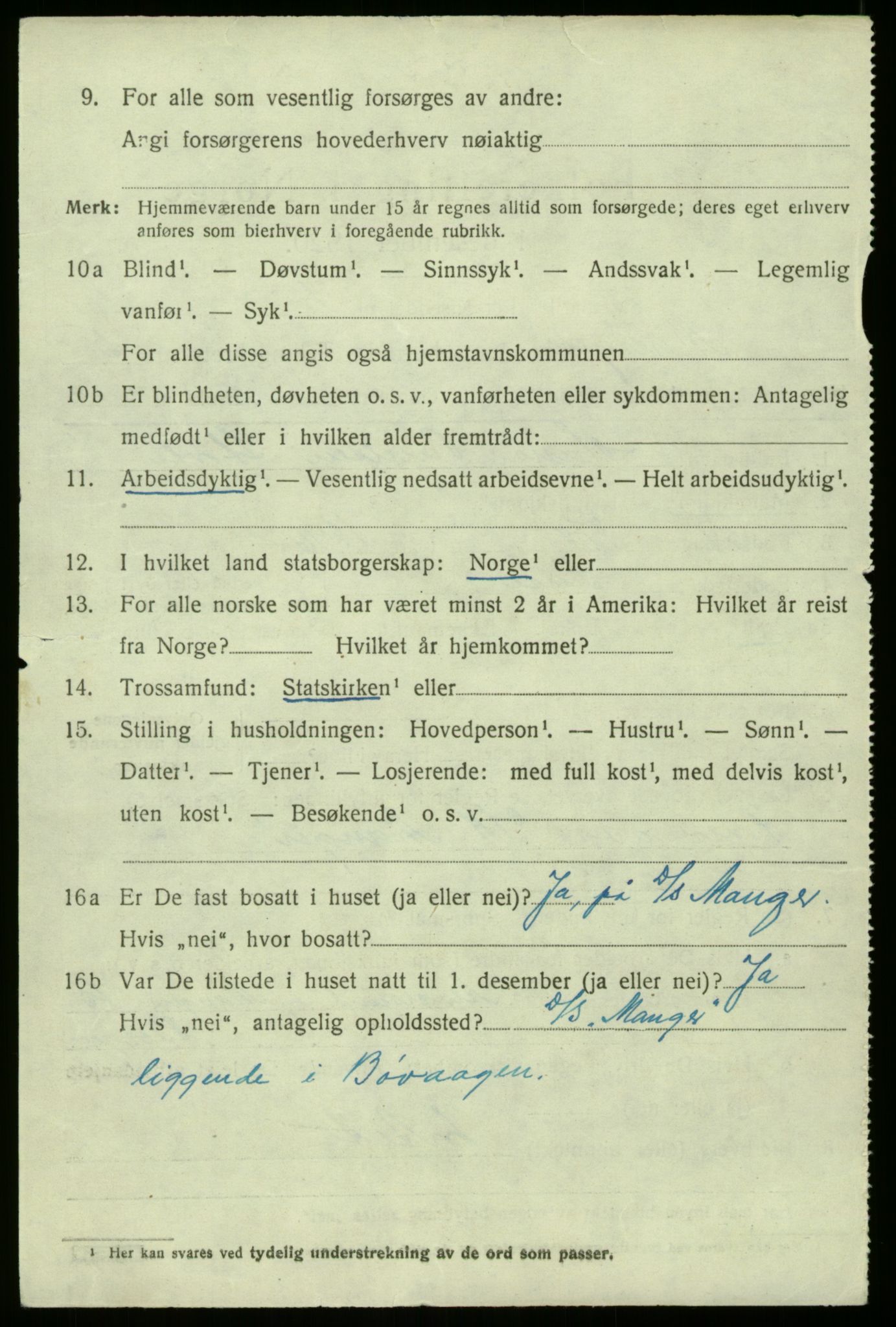 SAB, 1920 census for Manger, 1920, p. 3256