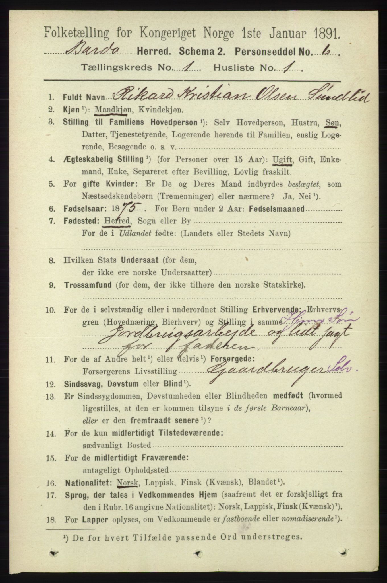 RA, 1891 census for 1922 Bardu, 1891, p. 63