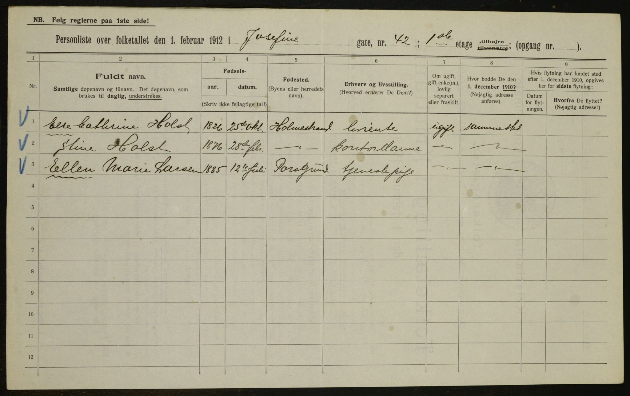 OBA, Municipal Census 1912 for Kristiania, 1912, p. 47919