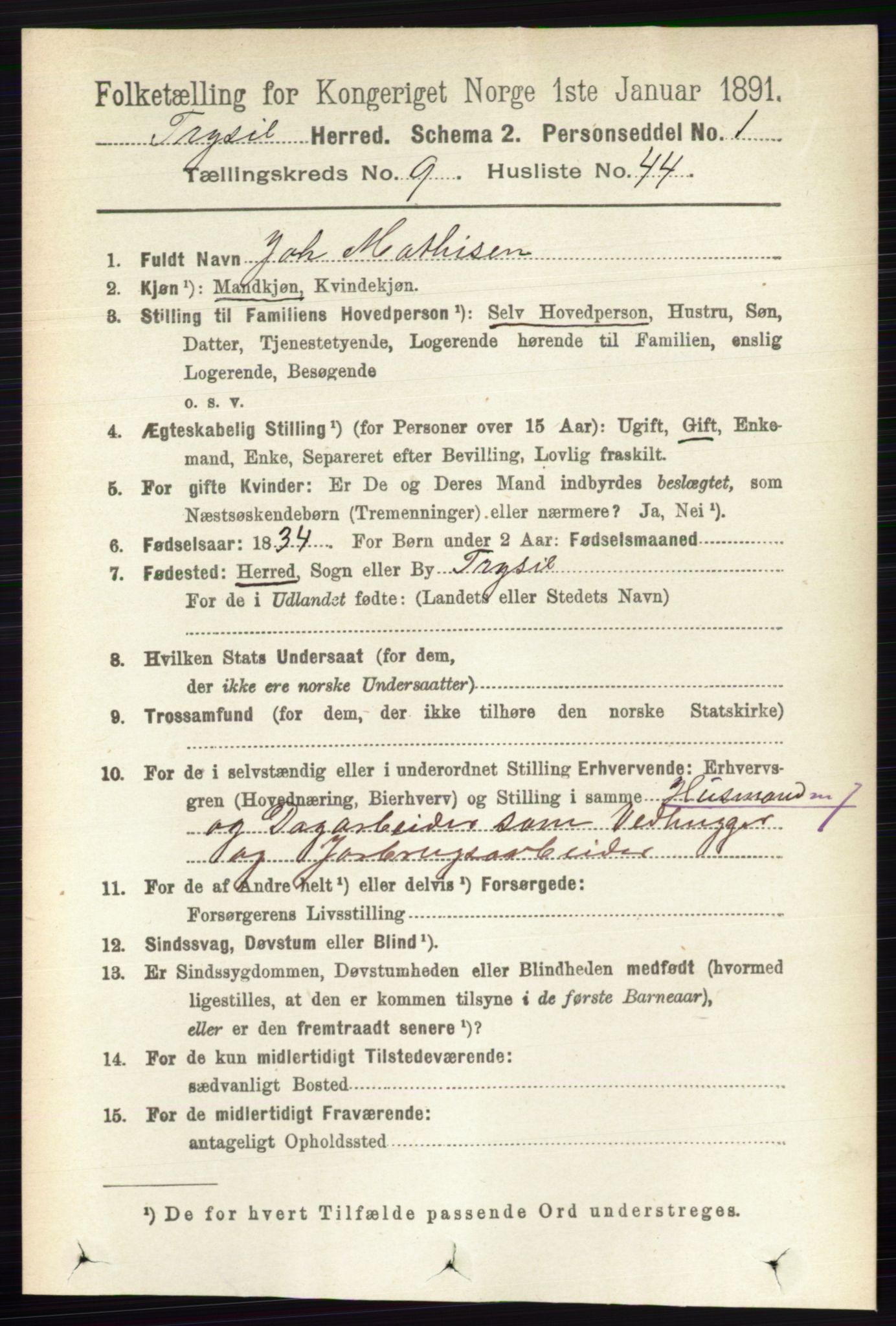 RA, 1891 census for 0428 Trysil, 1891, p. 4468