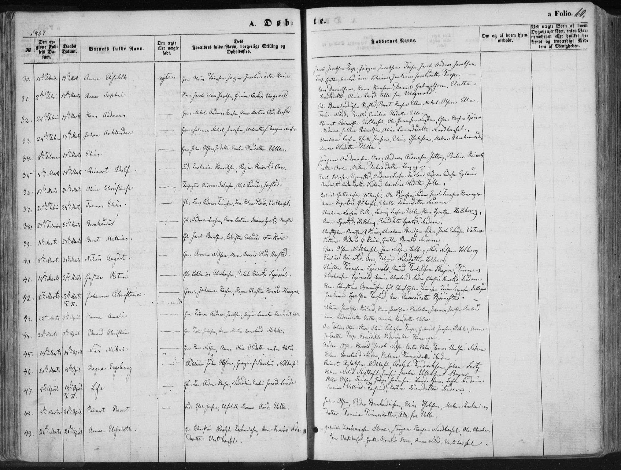 Lista sokneprestkontor, AV/SAK-1111-0027/F/Fa/L0011: Parish register (official) no. A 11, 1861-1878, p. 60