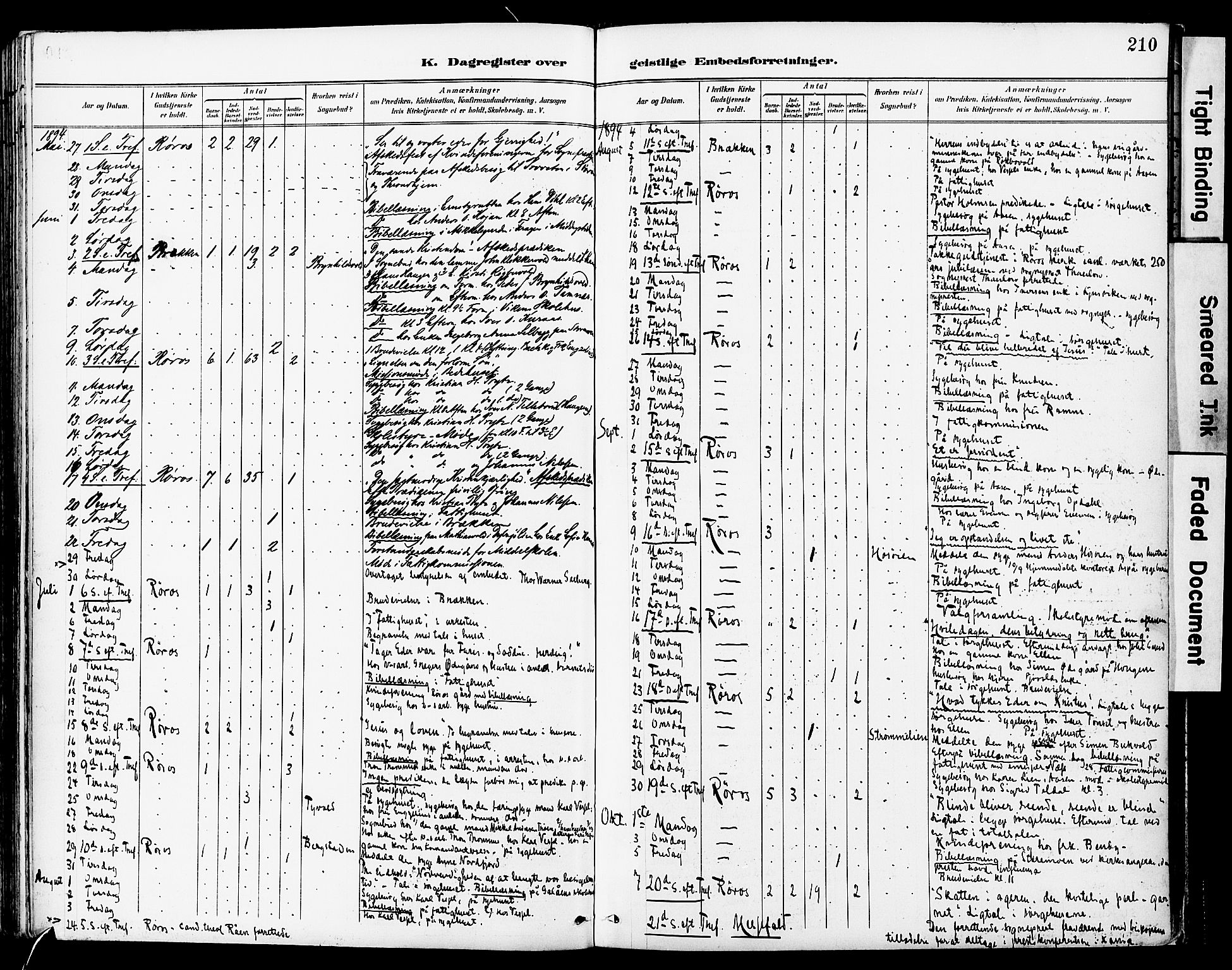 Ministerialprotokoller, klokkerbøker og fødselsregistre - Sør-Trøndelag, AV/SAT-A-1456/681/L0935: Parish register (official) no. 681A13, 1890-1898, p. 210