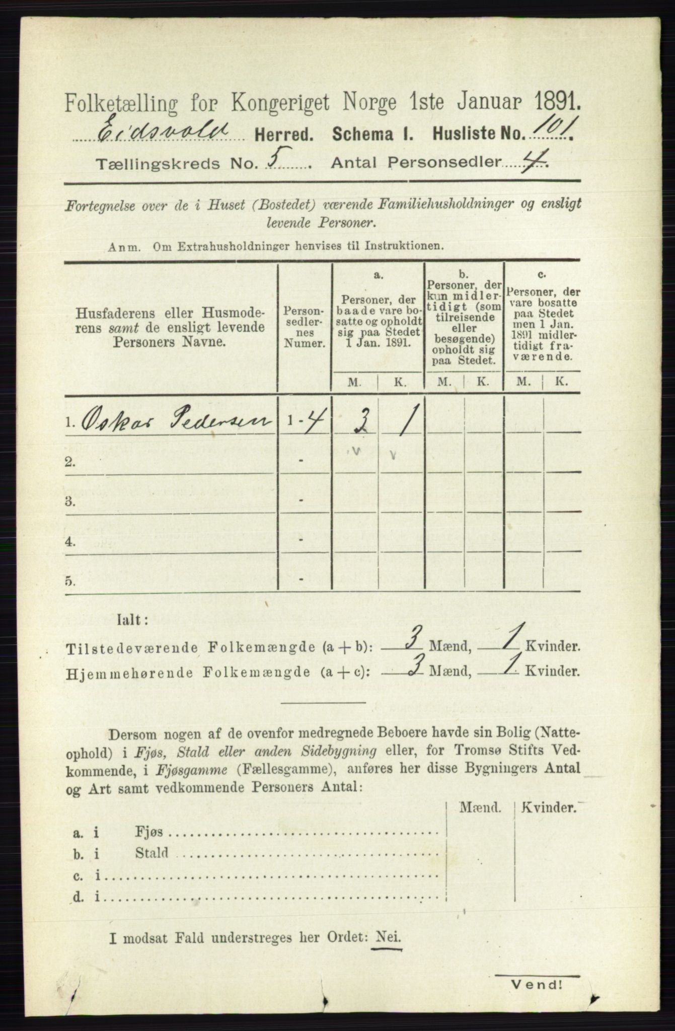 RA, 1891 census for 0237 Eidsvoll, 1891, p. 2735