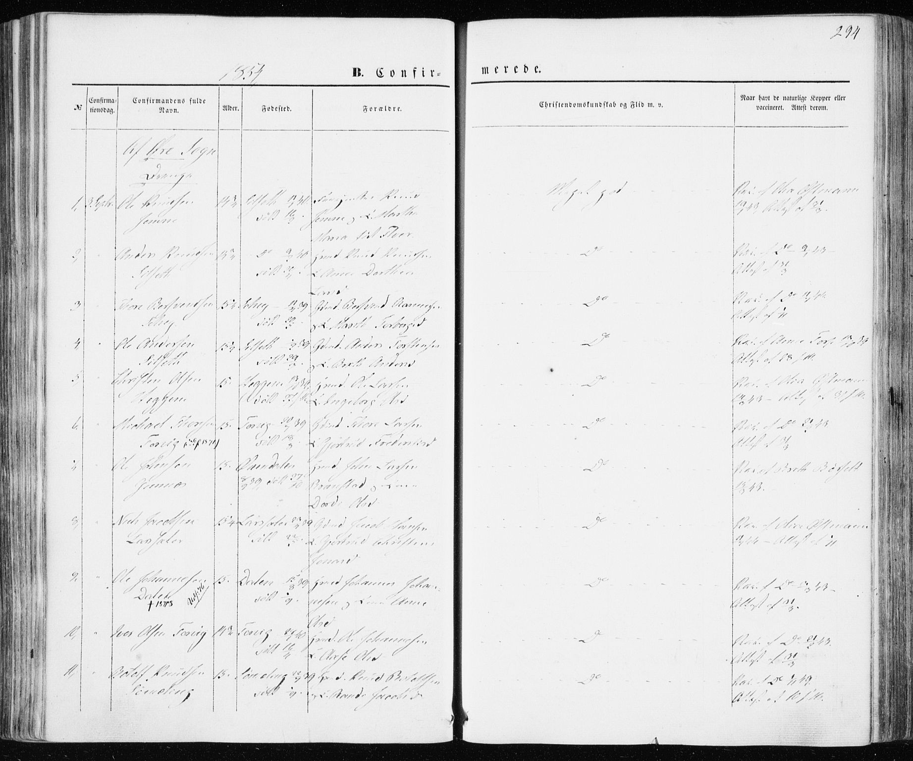 Ministerialprotokoller, klokkerbøker og fødselsregistre - Møre og Romsdal, AV/SAT-A-1454/586/L0984: Parish register (official) no. 586A10, 1844-1856, p. 294