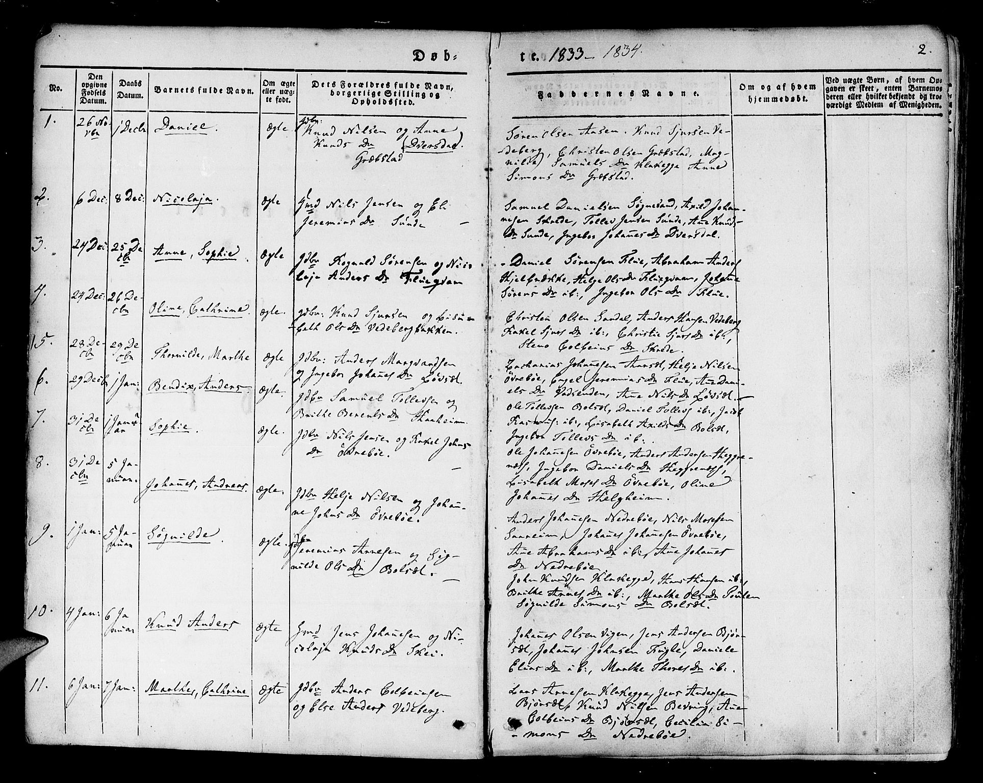 Jølster sokneprestembete, SAB/A-80701/H/Haa/Haaa/L0009: Parish register (official) no. A 9, 1833-1848, p. 2