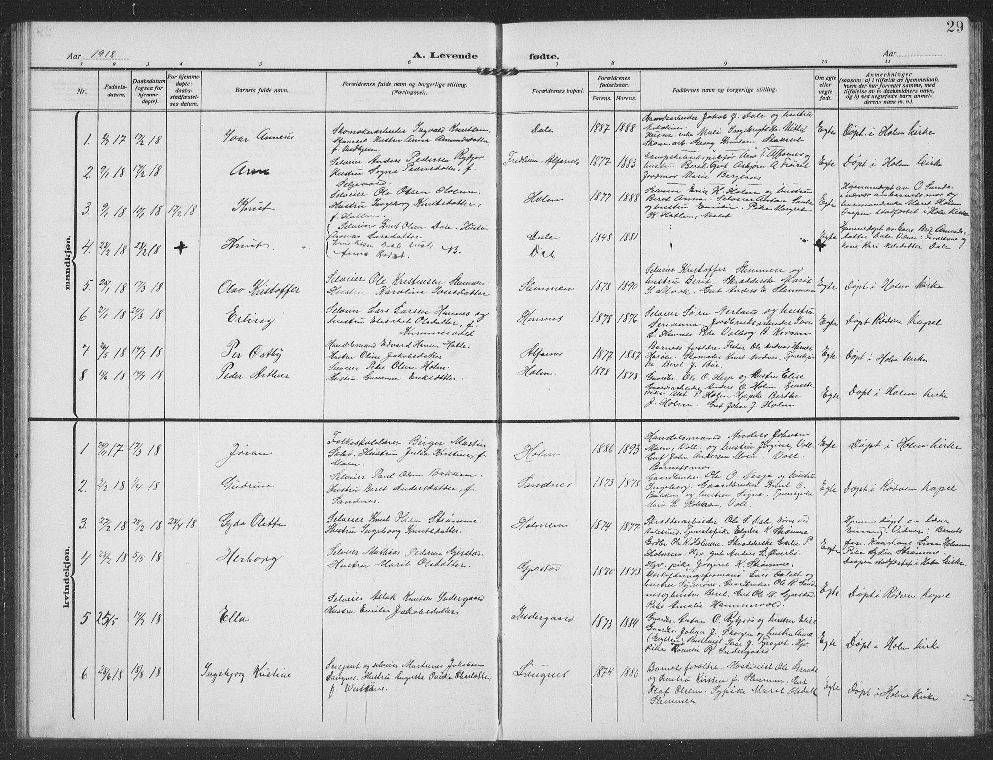 Ministerialprotokoller, klokkerbøker og fødselsregistre - Møre og Romsdal, SAT/A-1454/549/L0615: Parish register (copy) no. 549C01, 1905-1932, p. 29