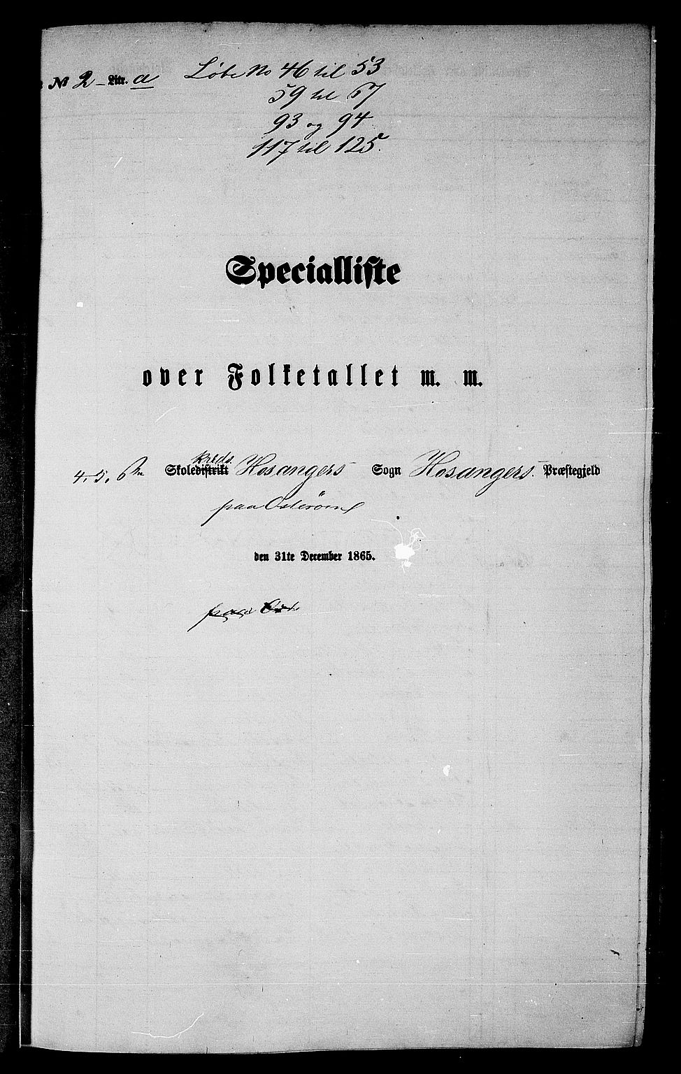 RA, 1865 census for Hosanger, 1865, p. 31