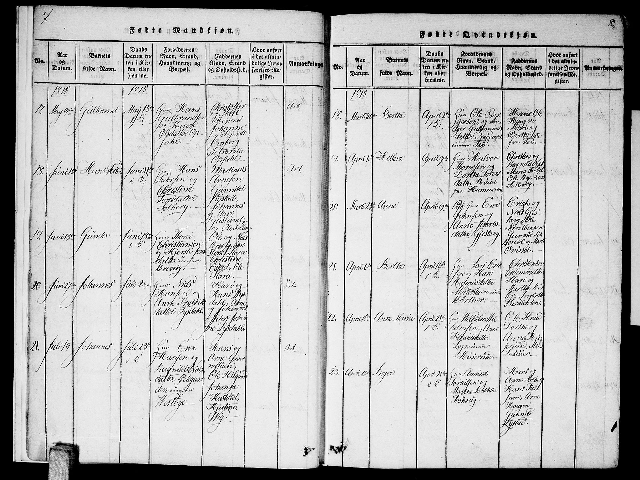 Enebakk prestekontor Kirkebøker, AV/SAO-A-10171c/F/Fa/L0006: Parish register (official) no. I 6, 1815-1832, p. 7-8