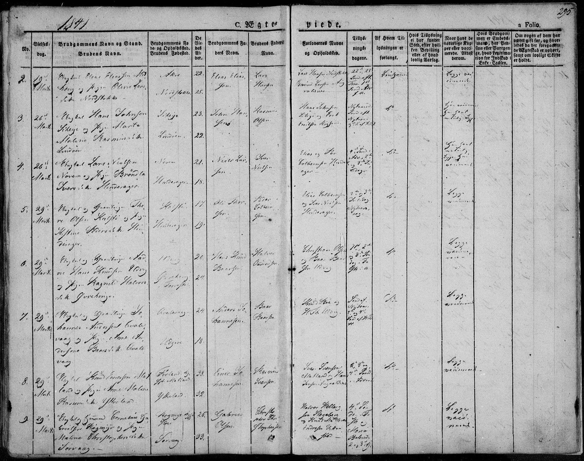 Avaldsnes sokneprestkontor, SAST/A -101851/H/Ha/Haa/L0005: Parish register (official) no. A 5.1, 1825-1841, p. 295