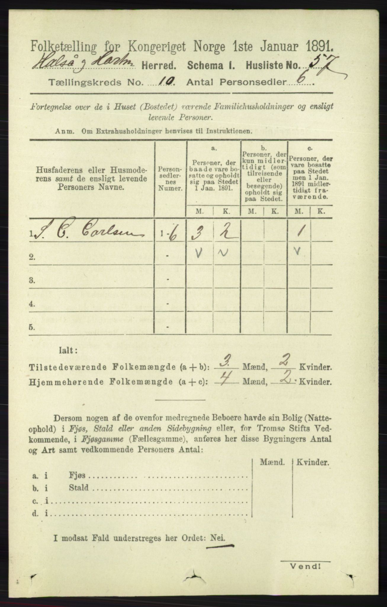 RA, 1891 census for 1019 Halse og Harkmark, 1891, p. 3760