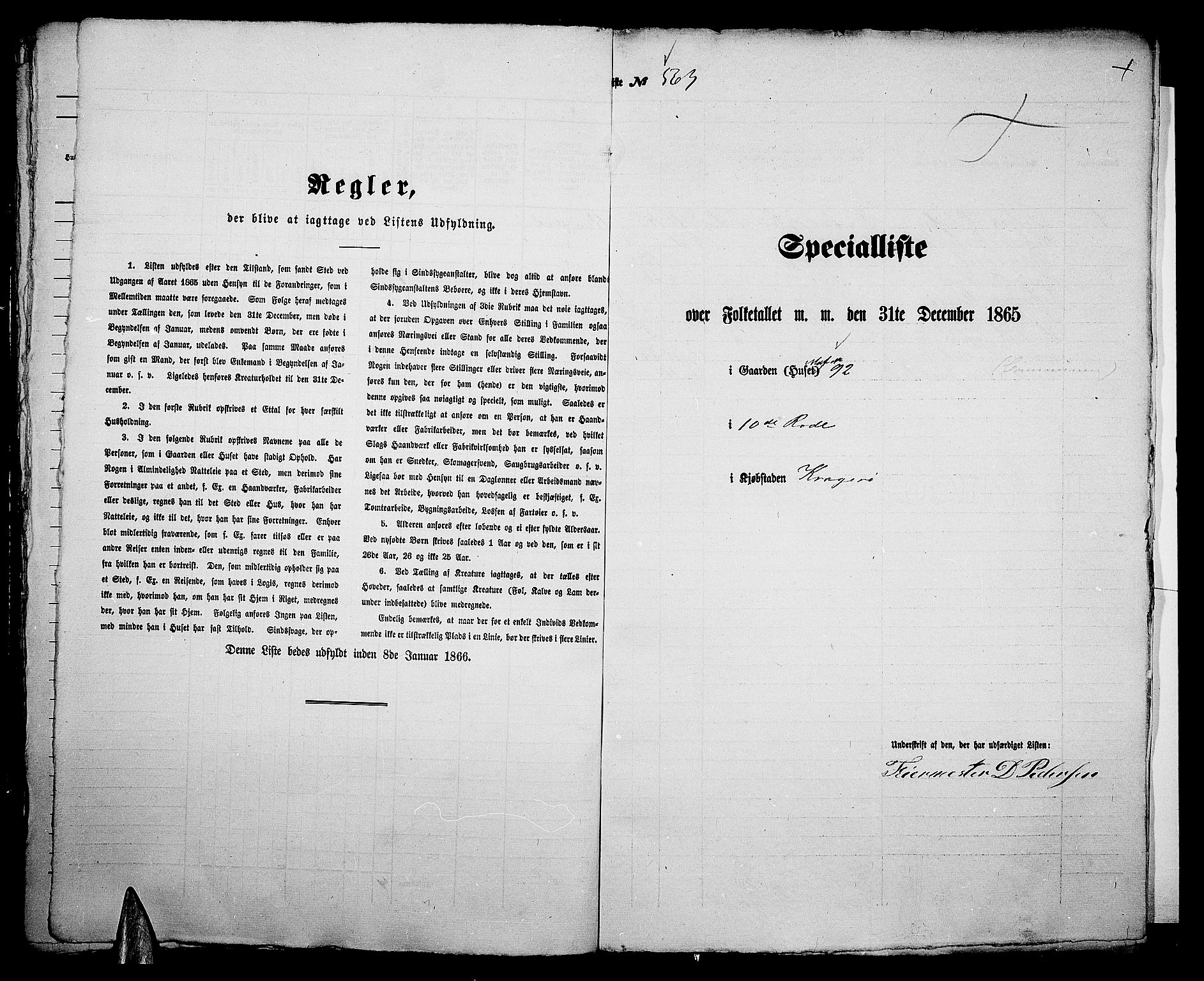 RA, 1865 census for Kragerø/Kragerø, 1865, p. 1142