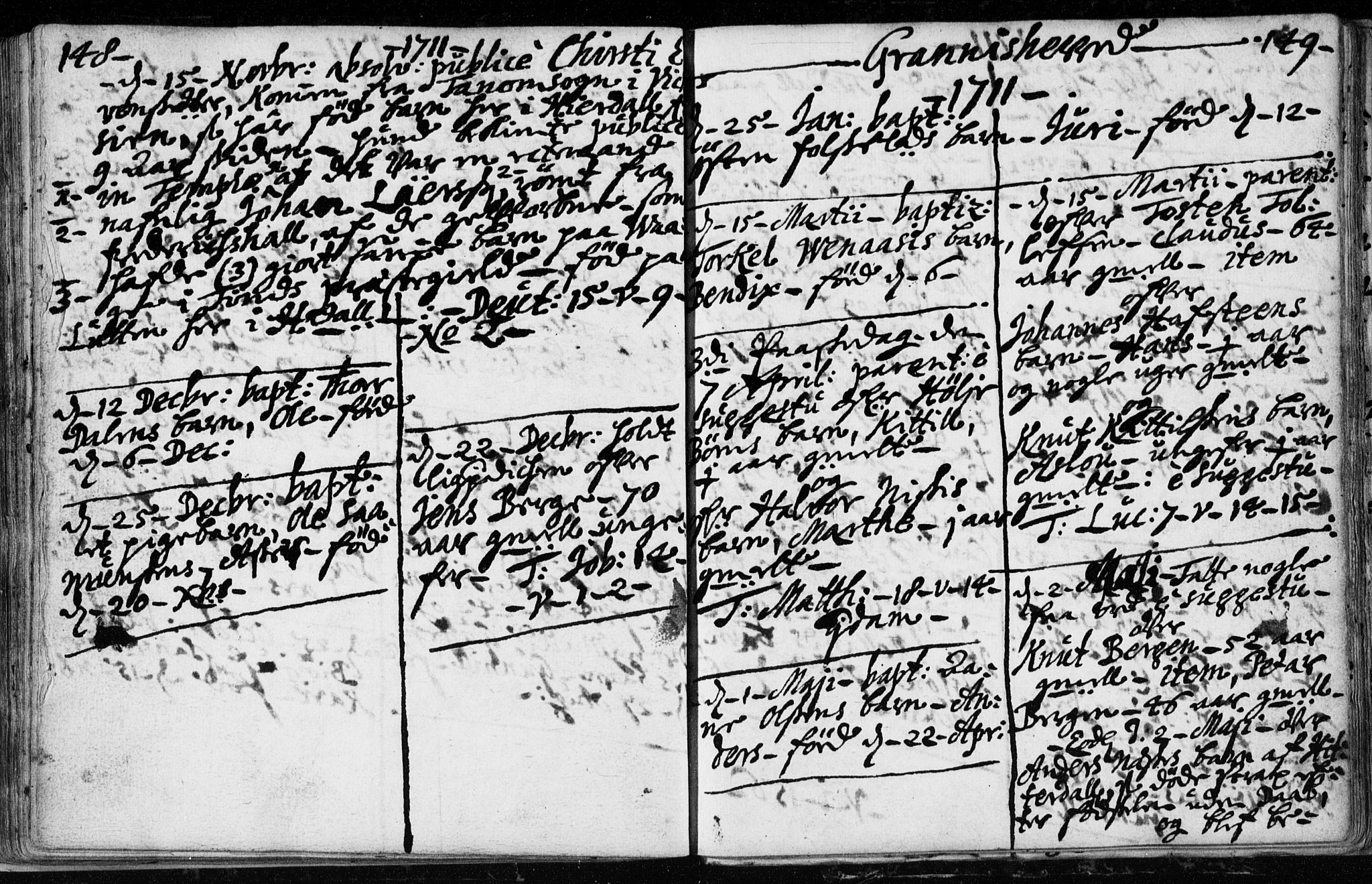 Hjartdal kirkebøker, AV/SAKO-A-270/F/Fa/L0001: Parish register (official) no. I 1, 1685-1714, p. 148-149