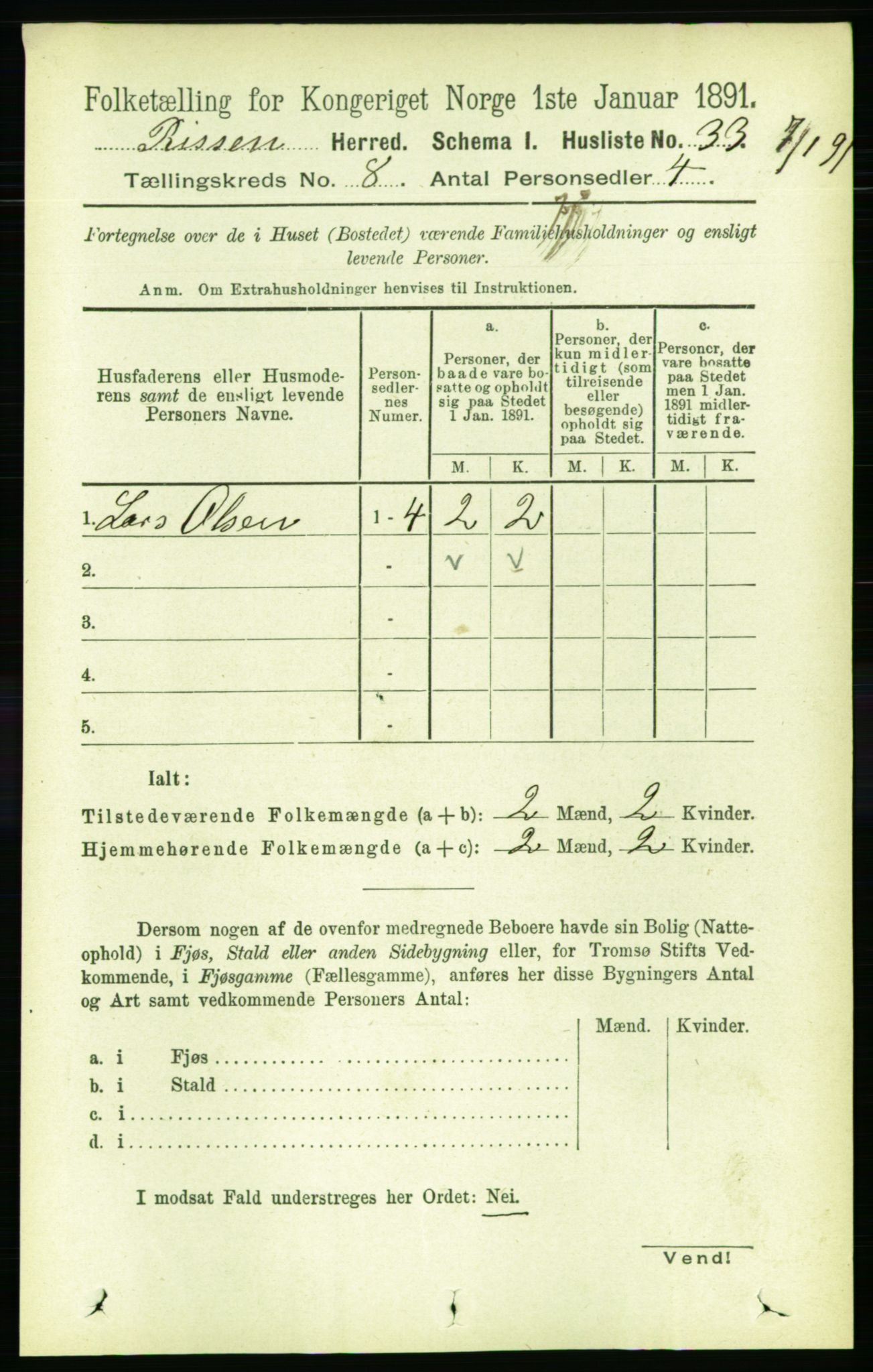 RA, 1891 census for 1624 Rissa, 1891, p. 4594